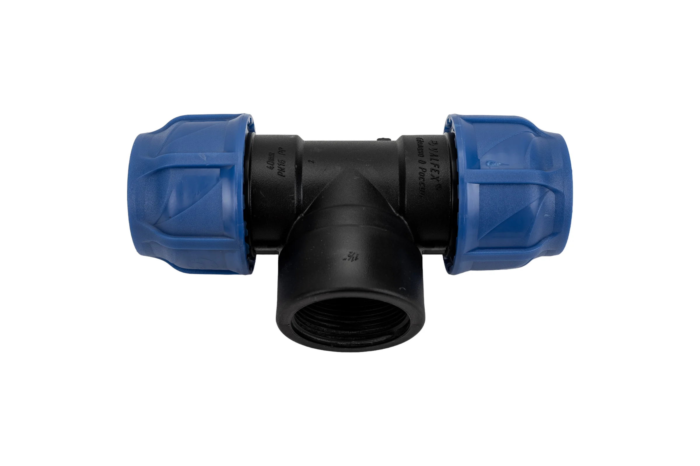 Компрессионный переходной тройник VALFEX ПНД, с внутренней резьбой, 40-1 1/2"-40 1210014011240