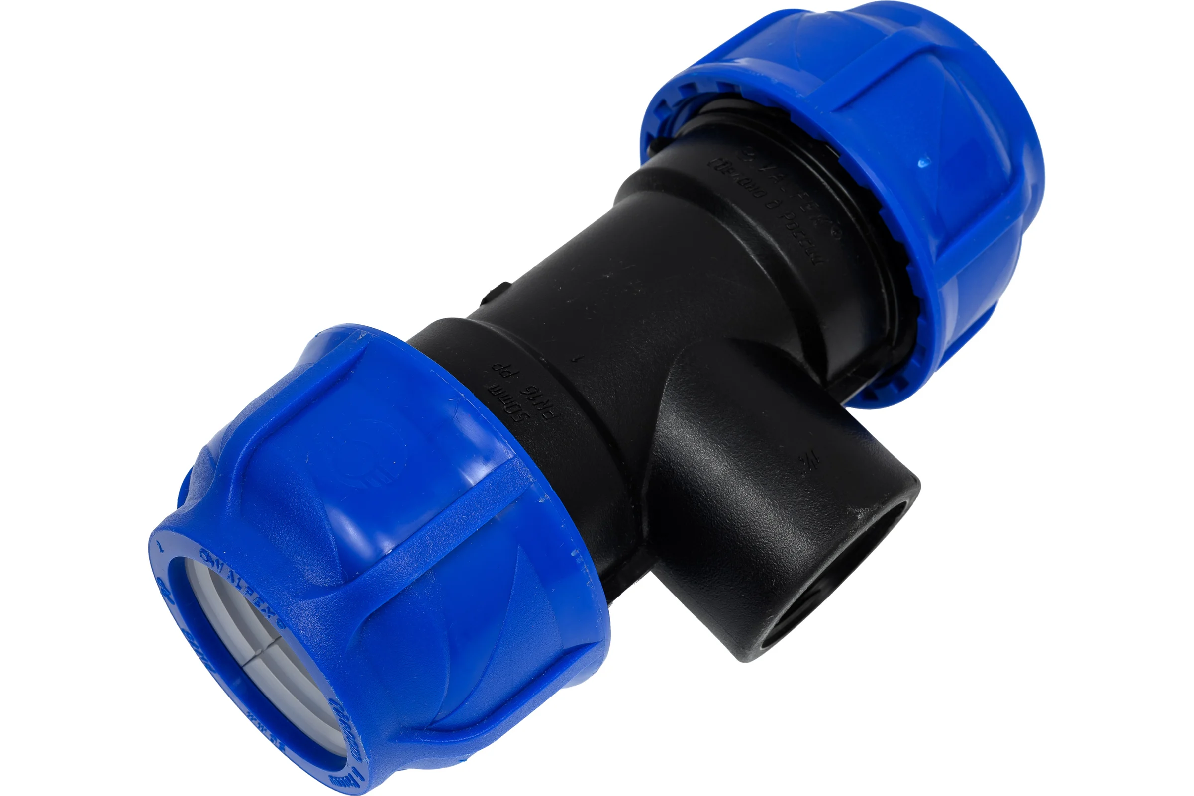 Компрессионный переходной тройник VALFEX ПНД, с внутренней резьбой, 50-1 1/4"-50 1210015011450