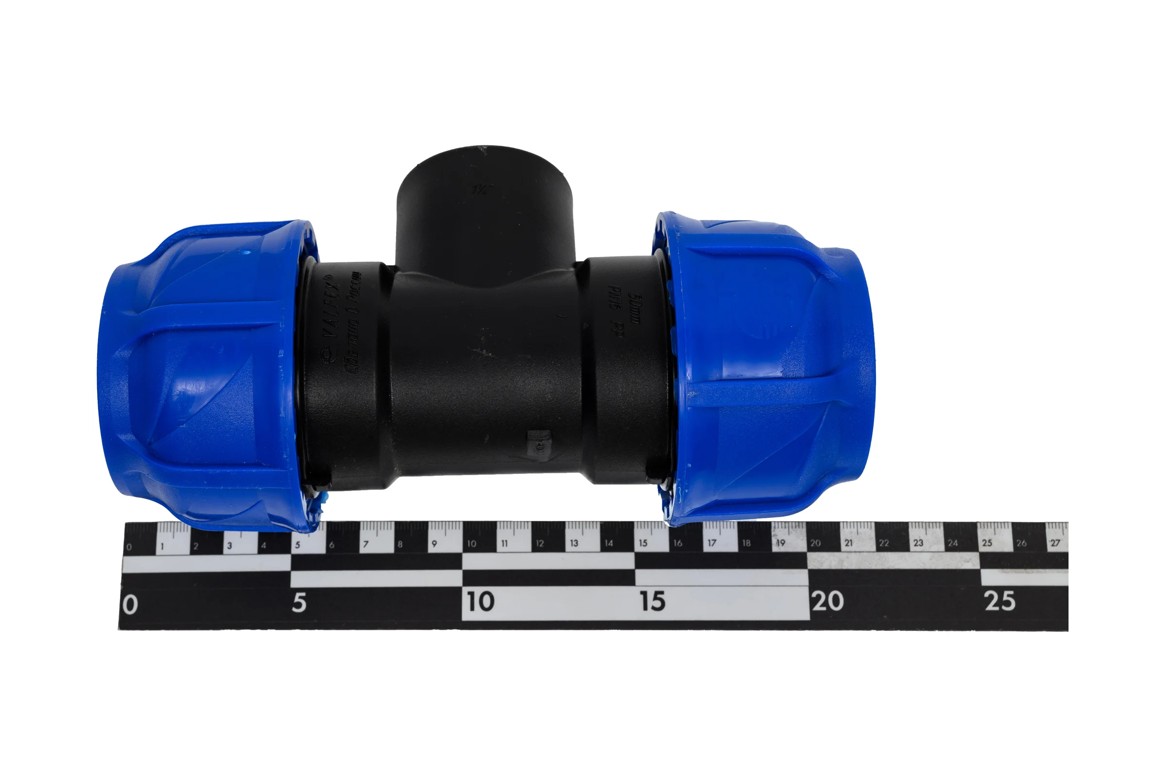 Компрессионный переходной тройник VALFEX ПНД, с внутренней резьбой, 50-1 1/4"-50 1210015011450