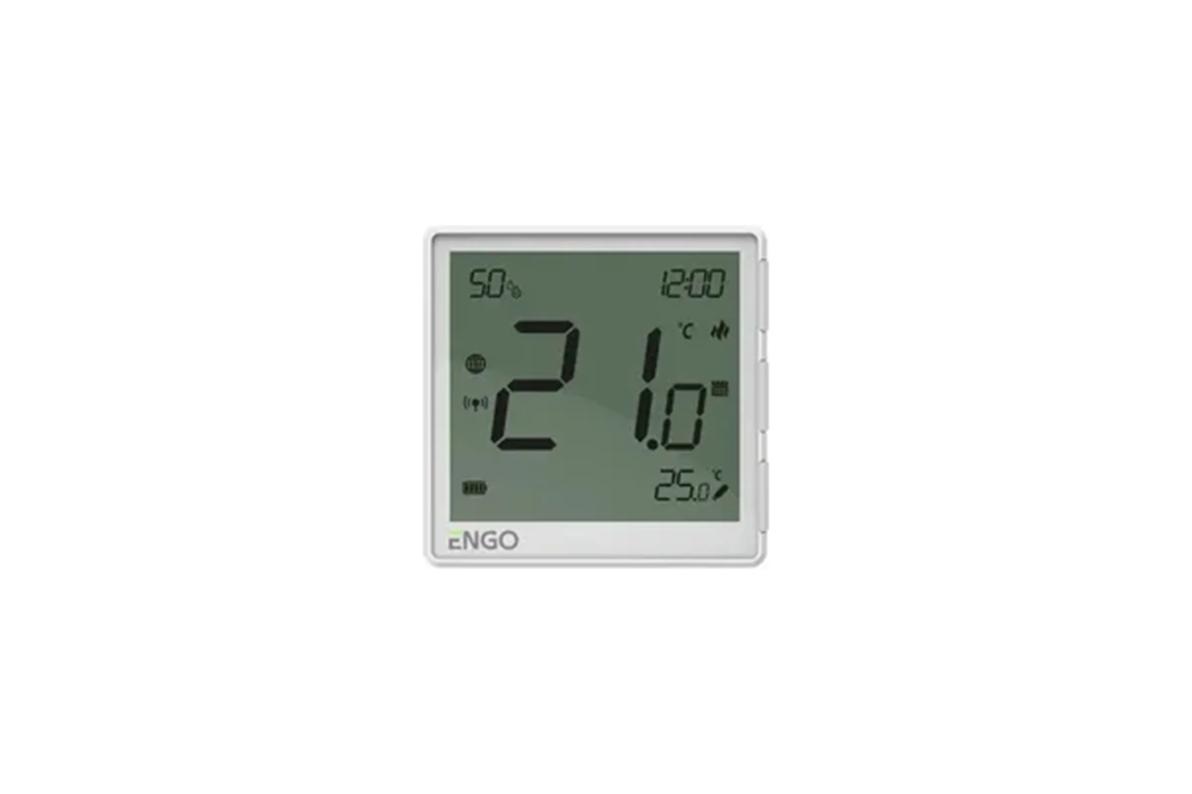 Терморегулятор ENGO controls беспроводной, белый, с модулем Zigbee, с аккумулятором, со встроенным датчиком влажности, с возможностью подключения датчика пола EONEBATW