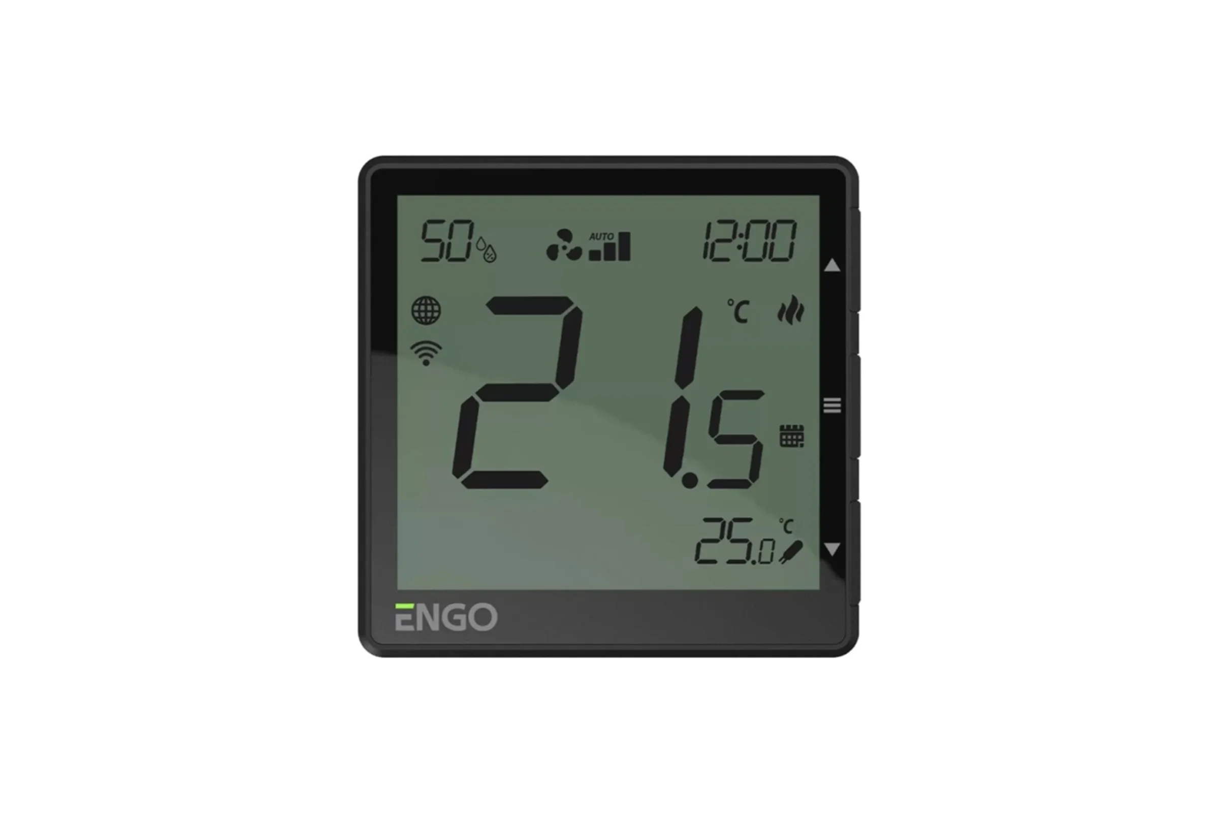Универсальный терморегулятор ENGO controls черный, с модулем Zigbee, с питанием 230, со встроенным датчиком влажности EONE230B