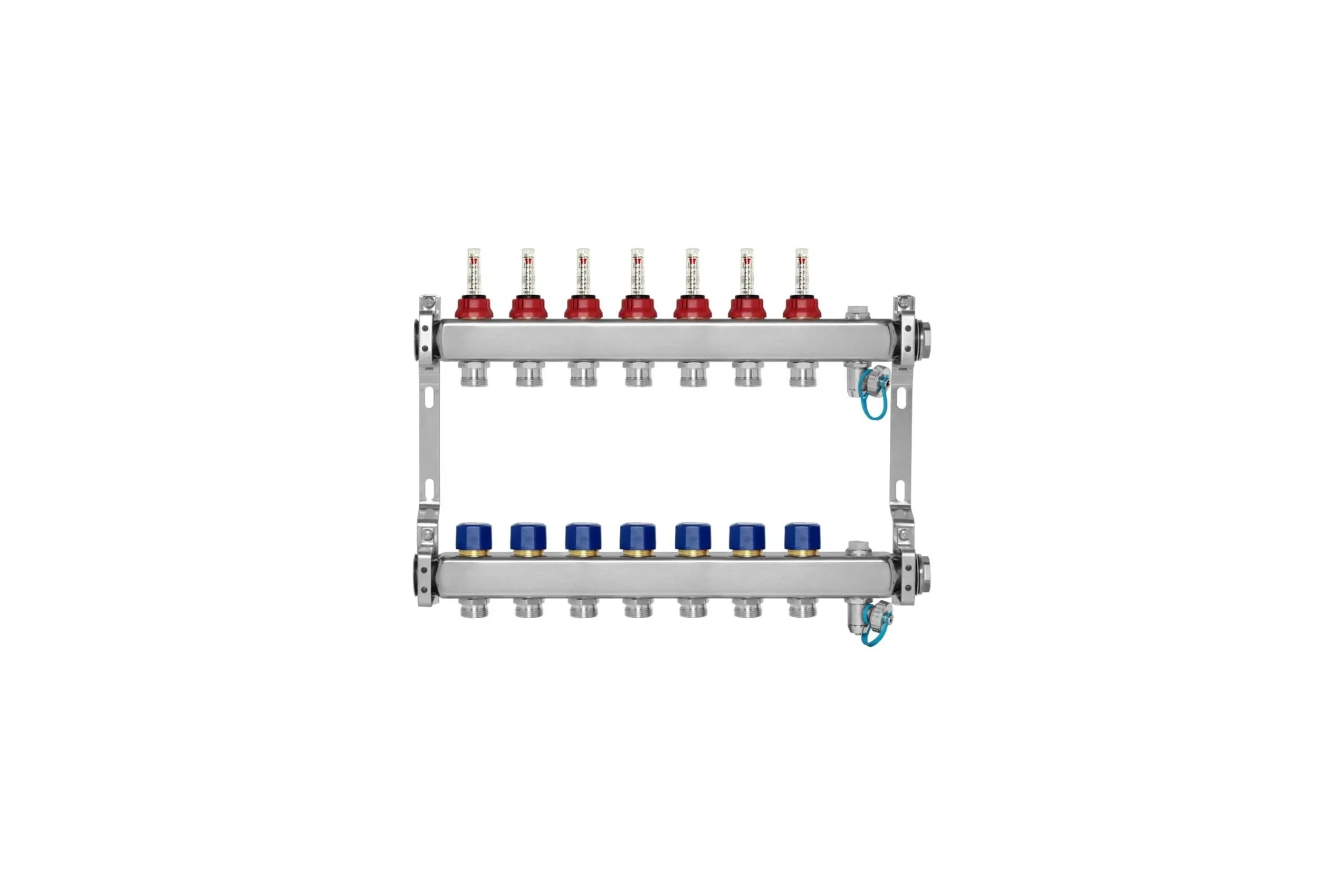 Коллекторная группа BYR PEX из нержавеющей стали, 1-Т7-3/4ЕК L=50 с расходомерами, термостатическими клапанами 2425-07