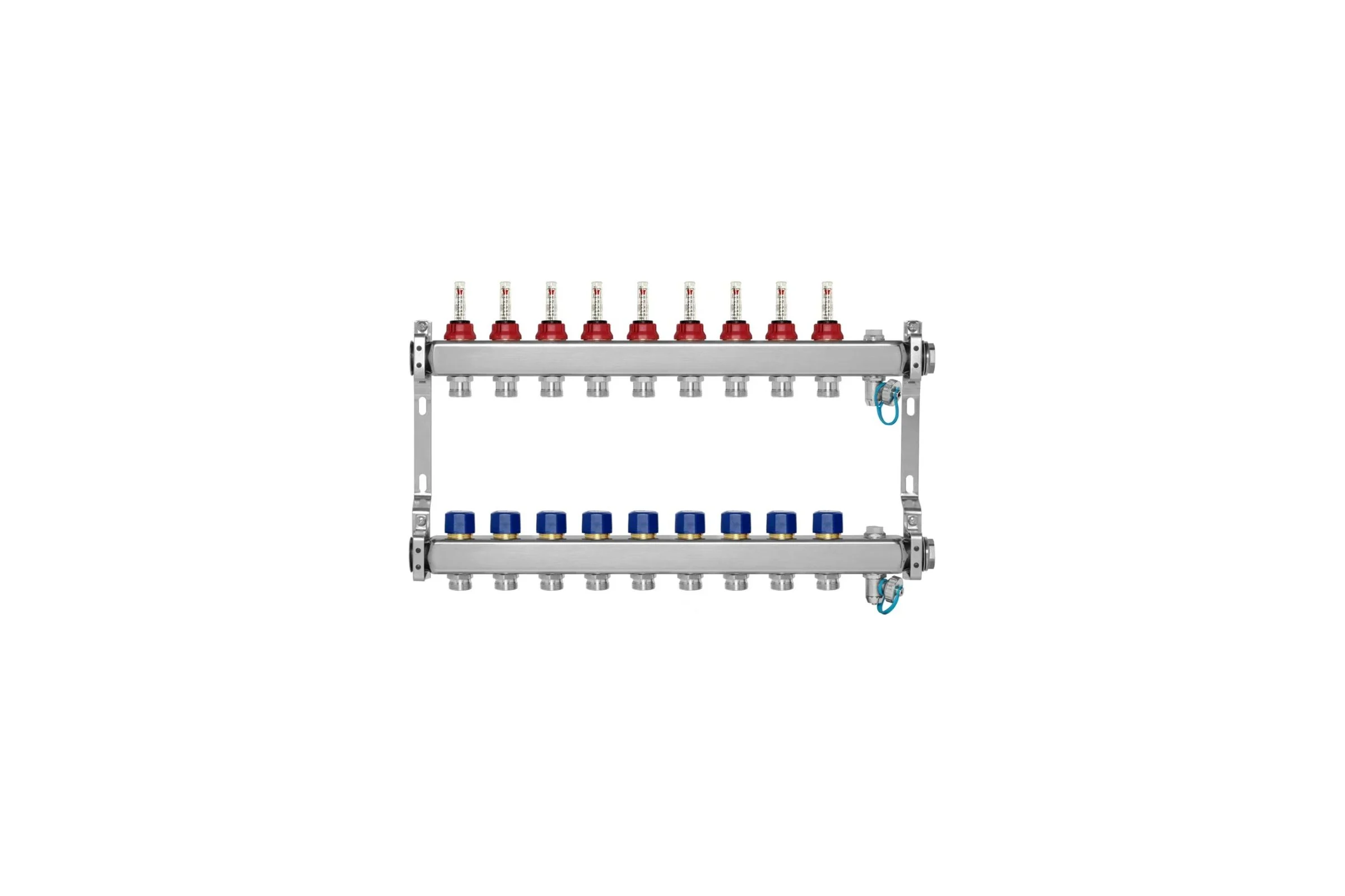 Коллекторная группа BYR PEX из нержавеющей стали, 1-Т9-3/4ЕК L=50 с расходомерами, термостатическими клапанами 2425-09
