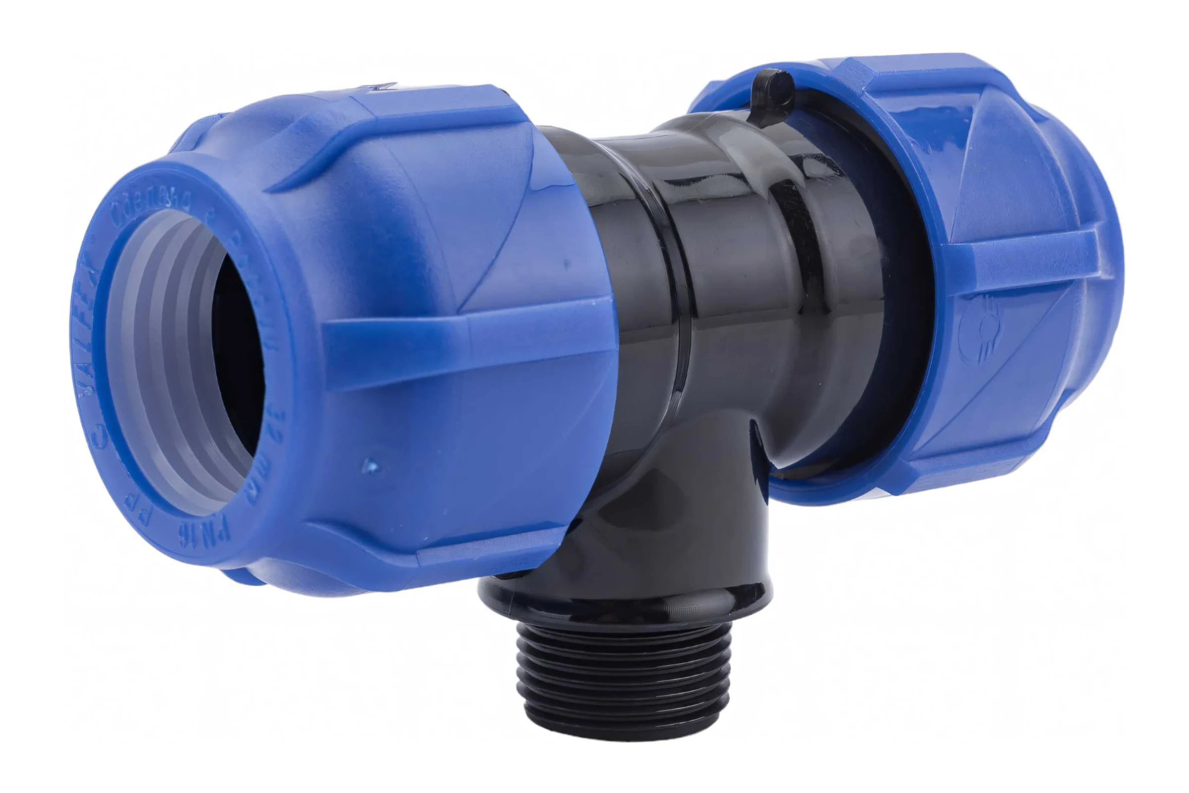Компрессионный переходной тройник VALFEX ПНД, с наружной резьбой, 32-3/4"-32 1210023203432