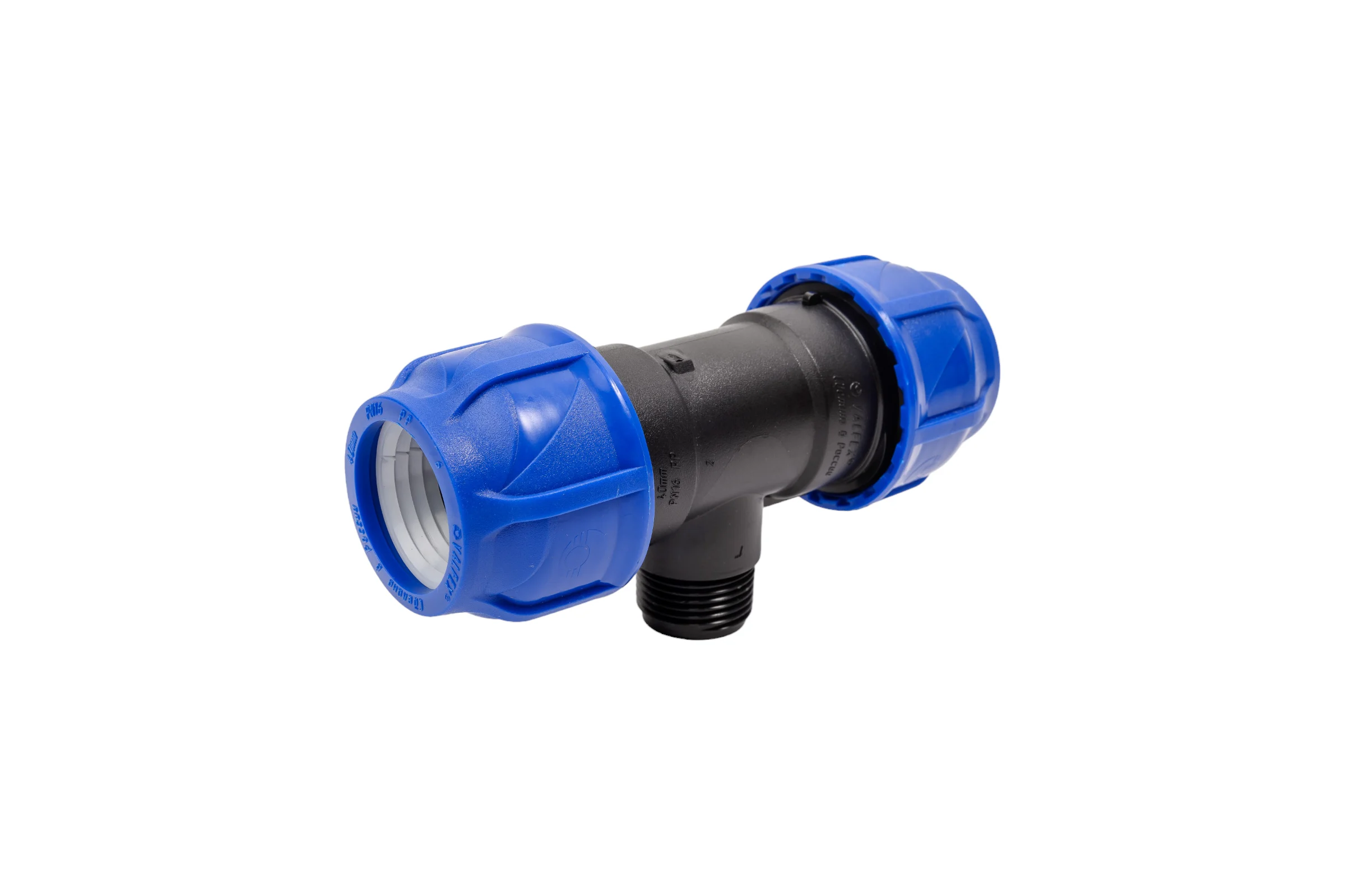 Компрессионный переходной тройник VALFEX ПНД, с наружной резьбой, 40-1"-40 1210024010040
