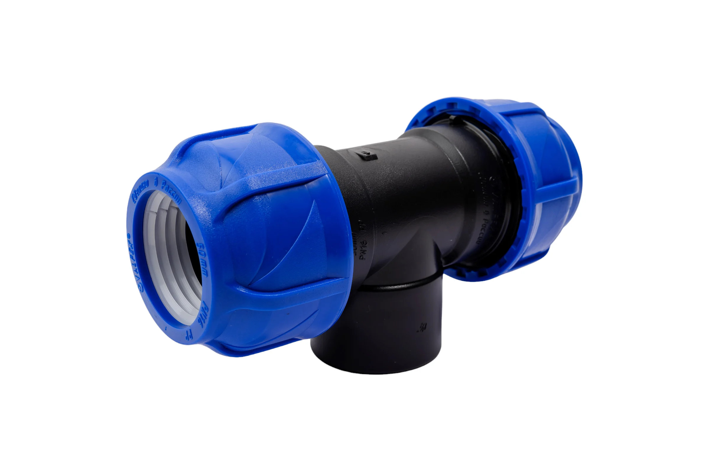 Компрессионный переходной тройник VALFEX ПНД, с внутренней резьбой, 50-1 1/2"-50 1210015011250