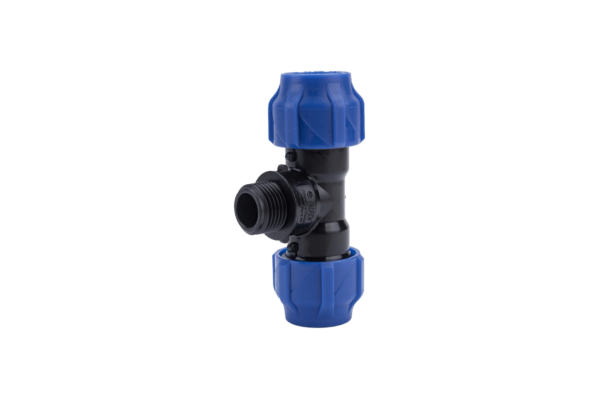 Компрессионный переходной тройник VALFEX ПНД, с наружной резьбой, 20-1/2"-20 1210022001220