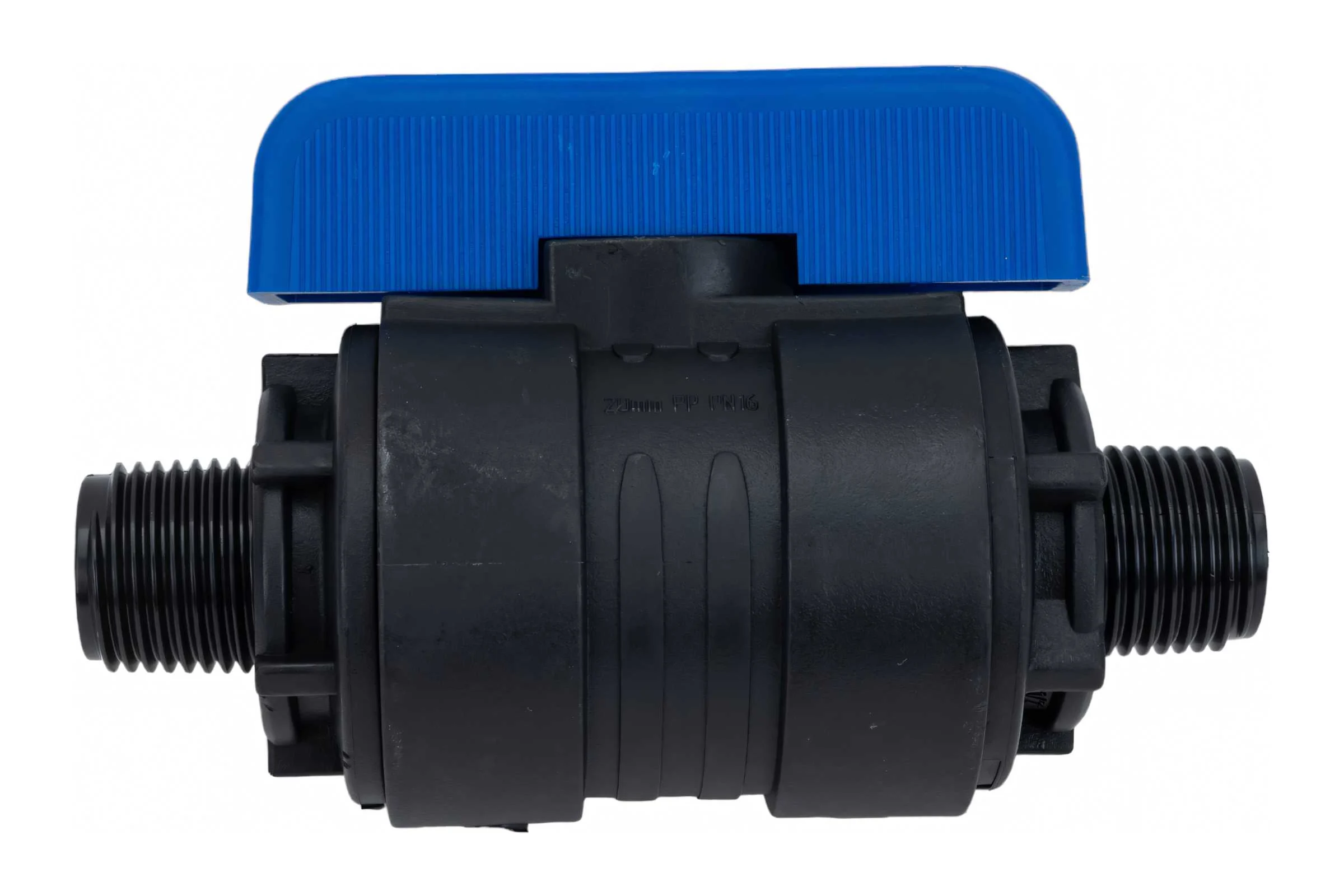 Компрессионный шаровой кран VALFEX ПНД НР/НР резьба разборный 1/2"-1/2" Ду16 1210216012012