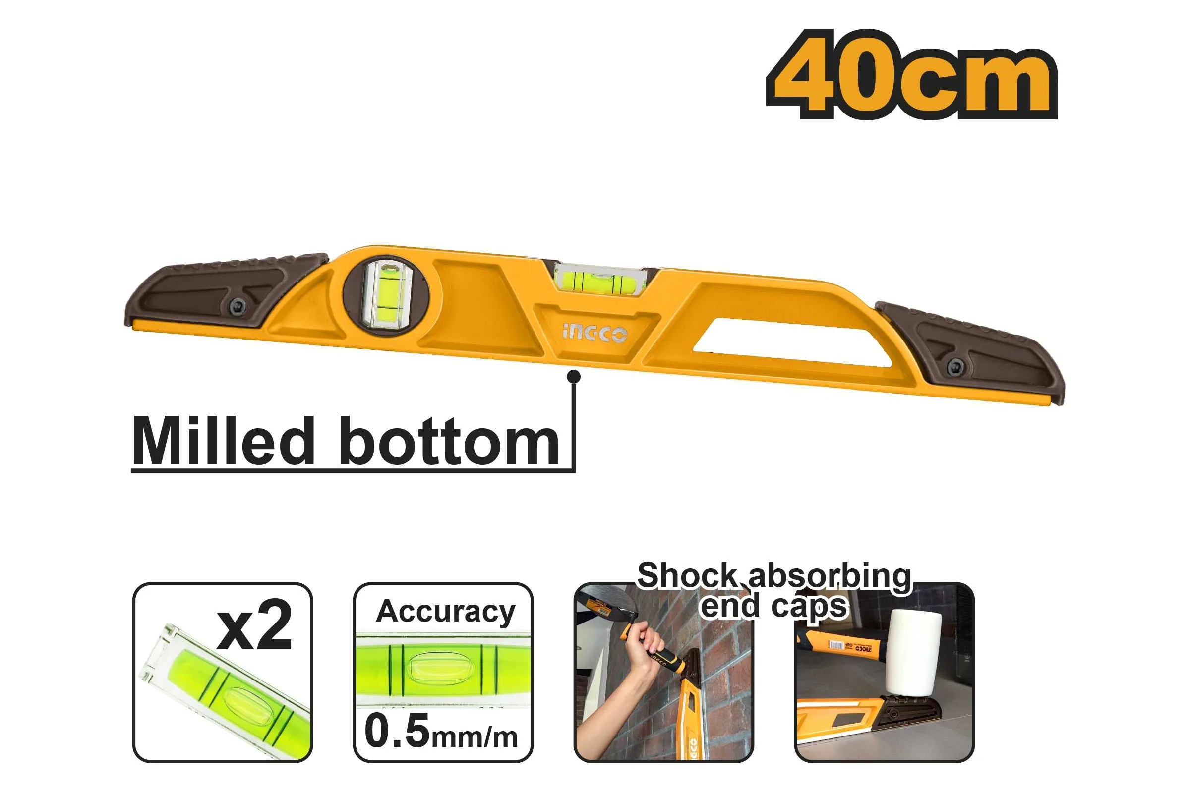 Уровень усиленный INGCO 40 см INDUSTRIAL HBSL08040