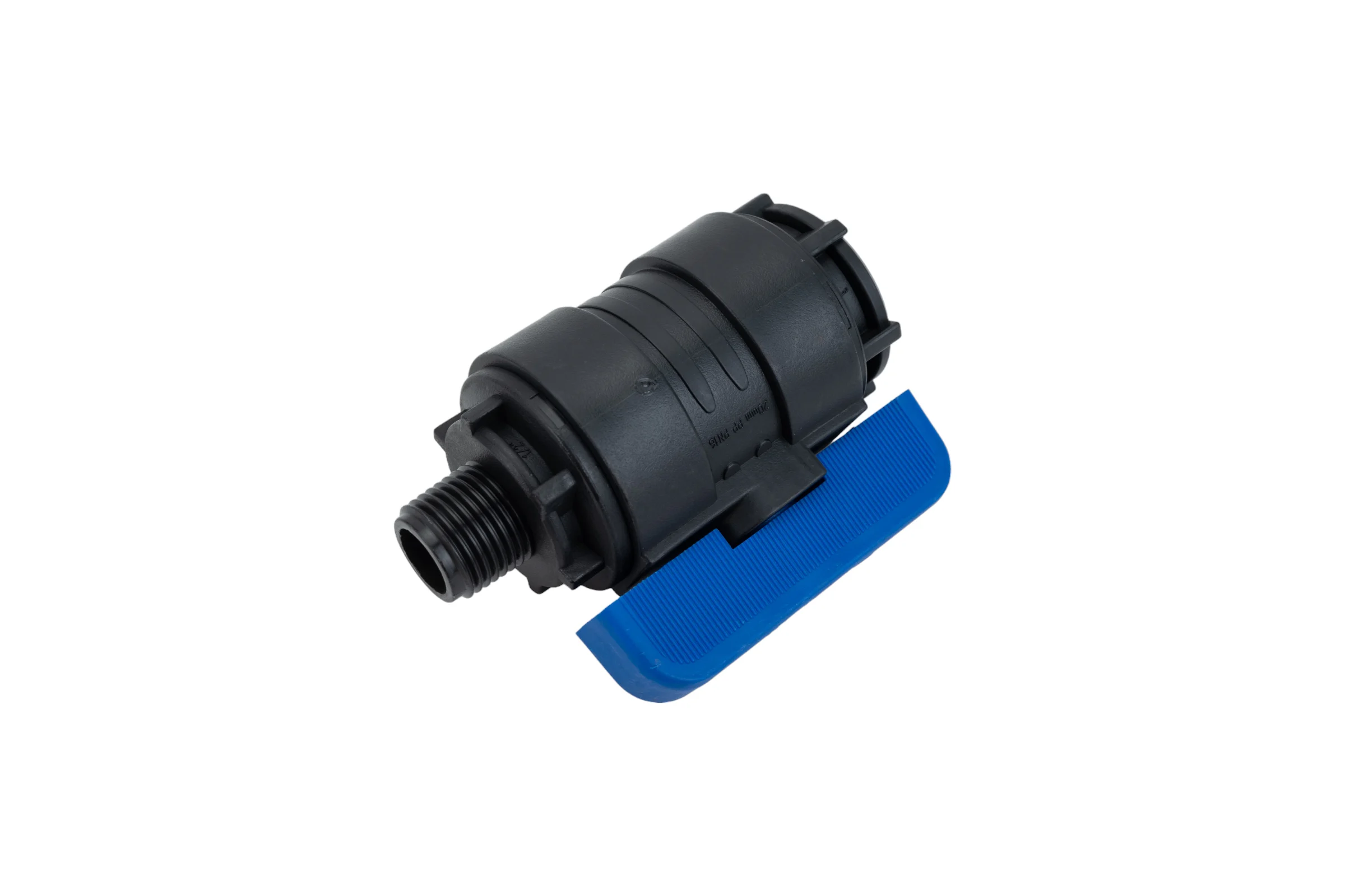 Компрессионный шаровой кран VALFEX ПНД НР/ВН резьба разборный 1/2"-3/4"Ду16 1210016012034