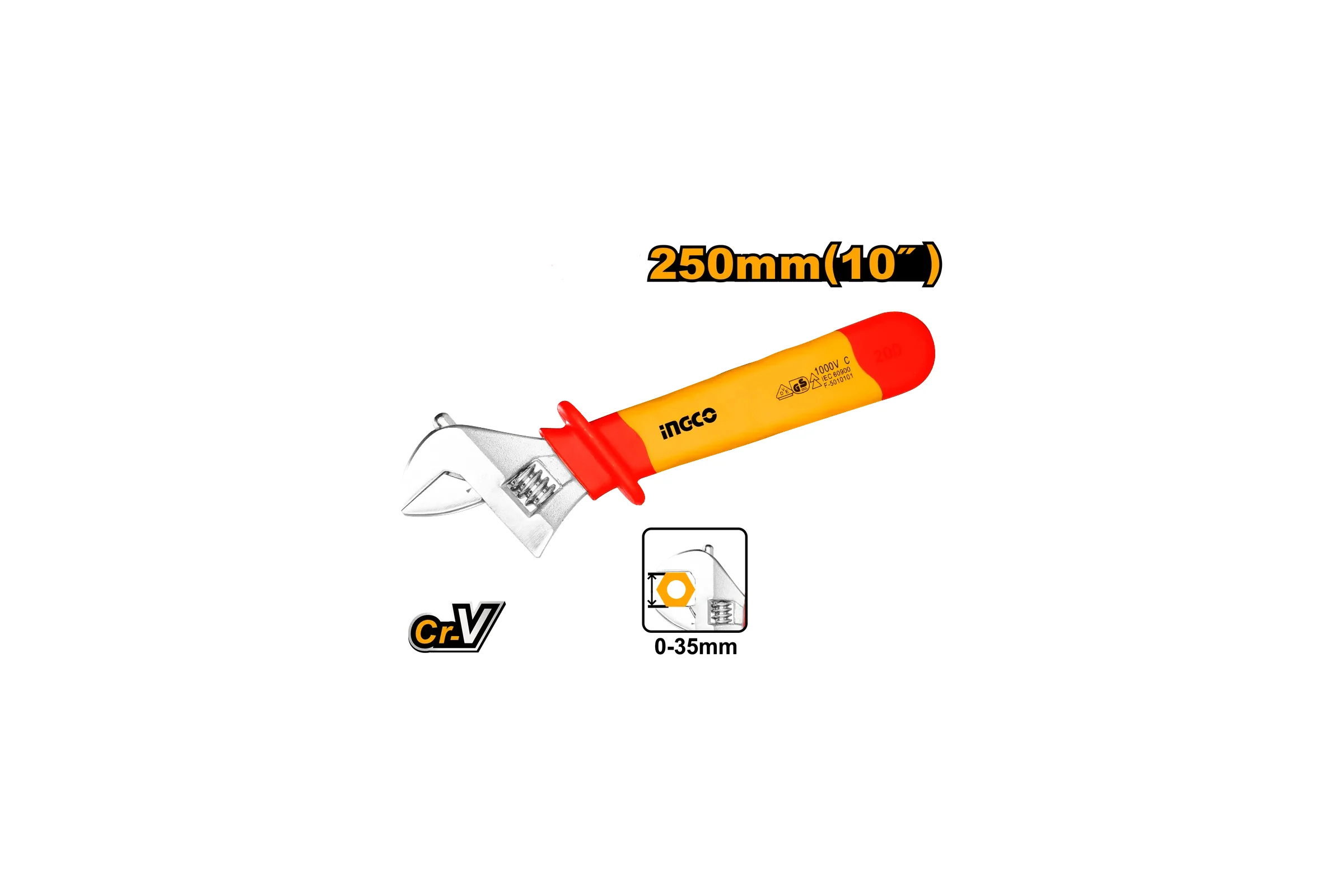 Диэлектрический разводной ключ INGCO INDUSTRIAL 250 мм HIADW101