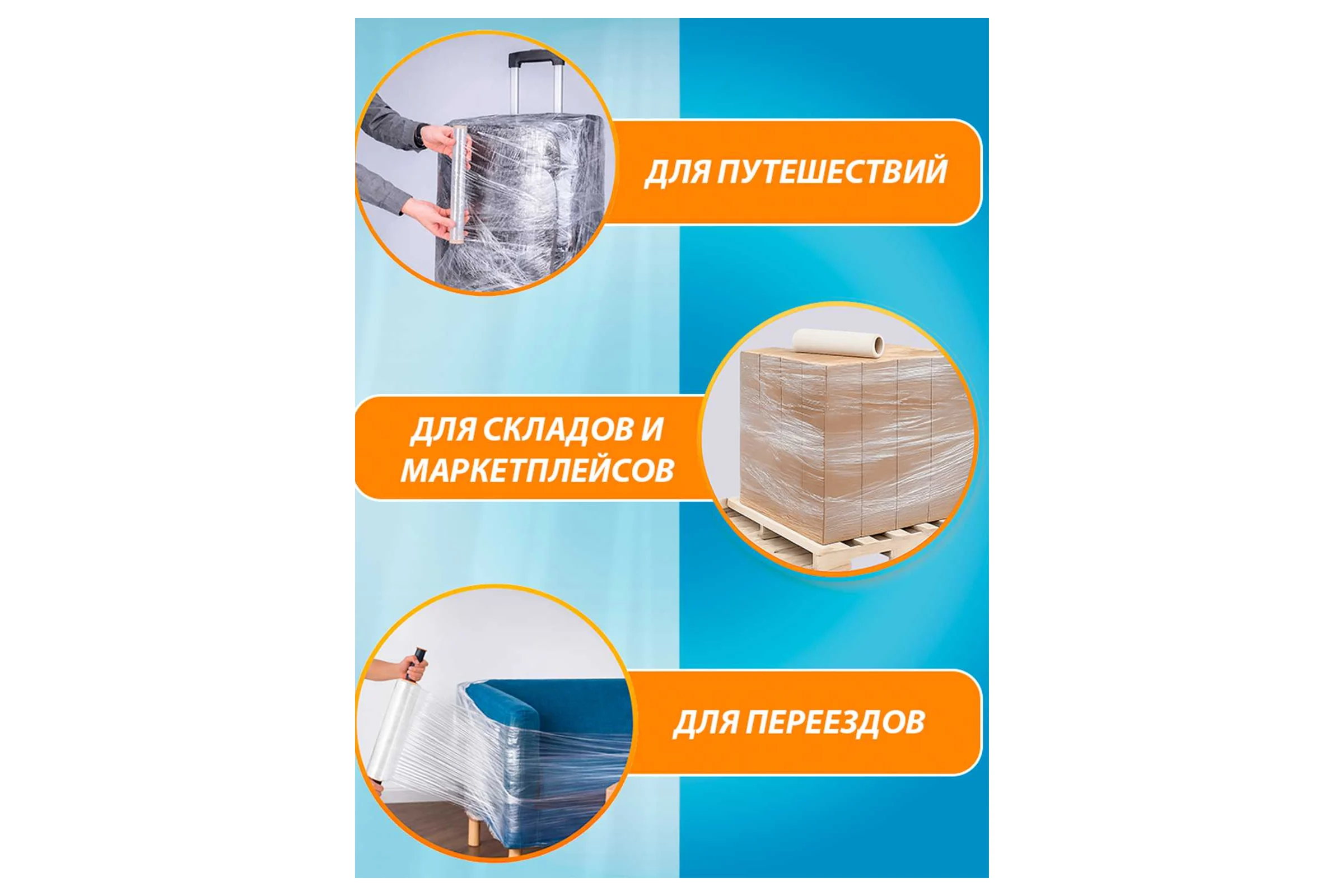 ООО Гранд Пак Стрейч-пленка для ручной упаковки первичное сырье, 20 мкм, 50 см, 1.2 кг нетто, в упаковке 6 шт. 16813