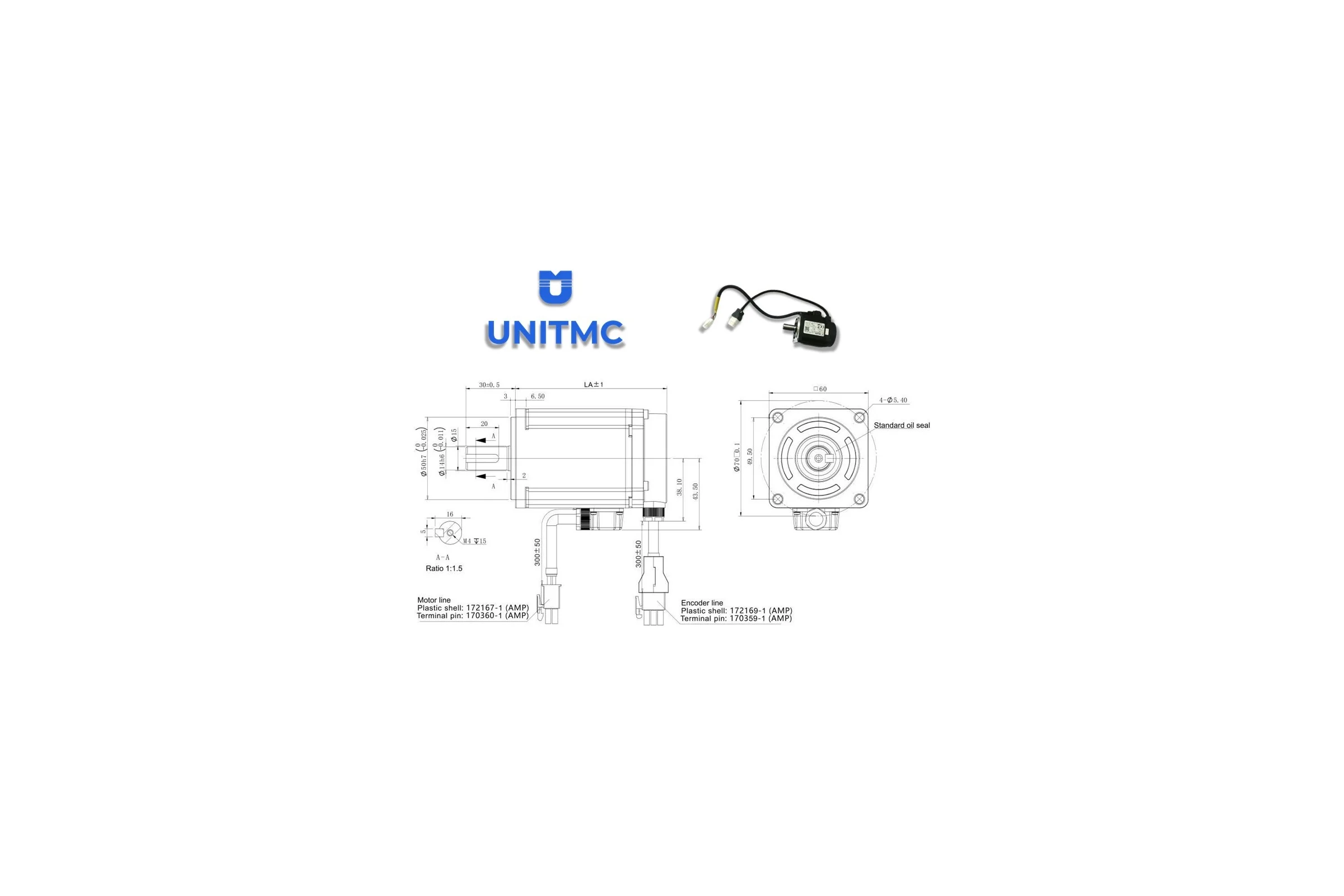 Сервомотор UnitMC 220В WD60M-02030S-D2F-L
