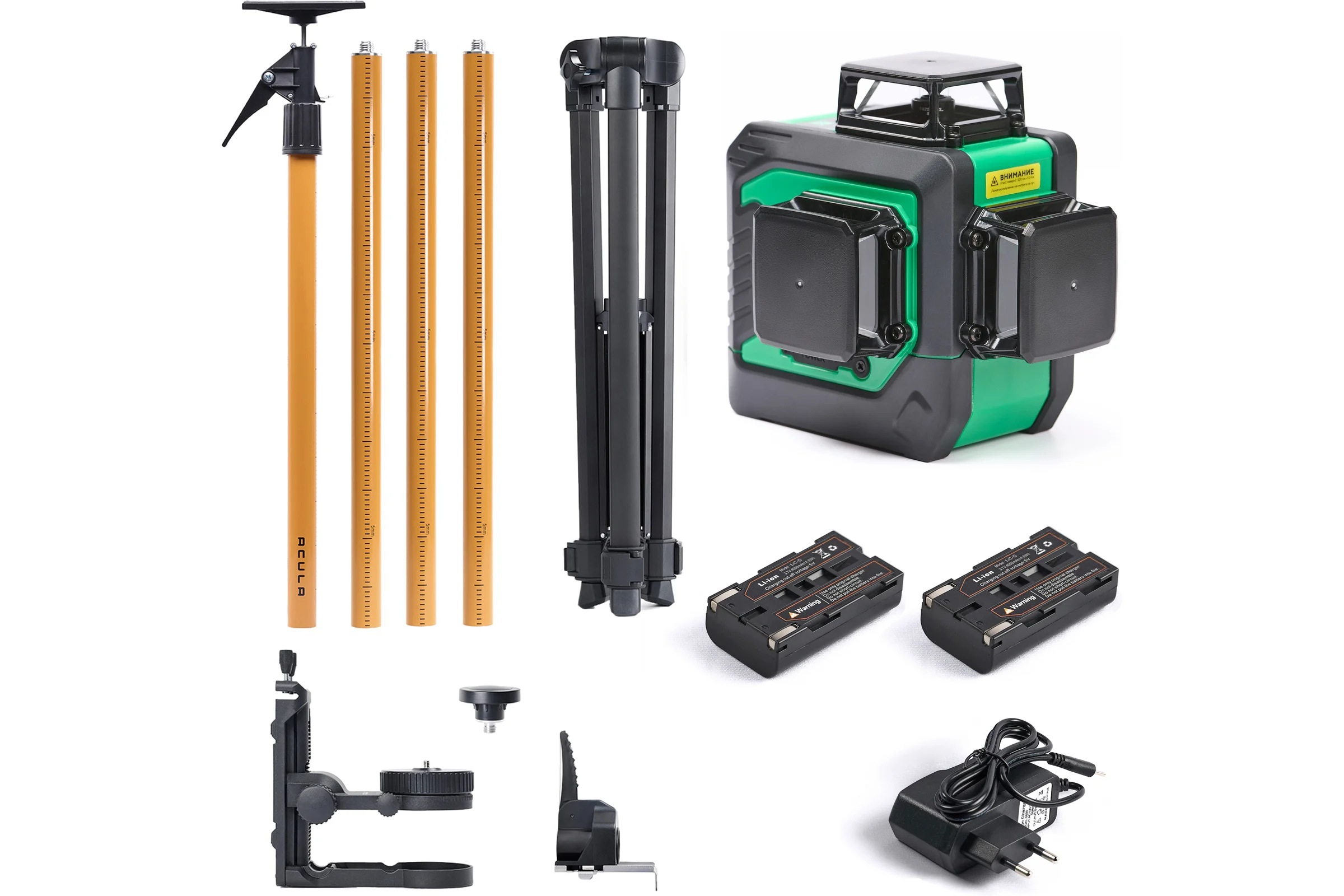 Профессиональный комплект INSTRUMAX Лазерный уровень GL 3-360 BAZA SET+Штанга для лазерного уровня с треногой ACULA STAND 3200 OPTIMA SET (макс. высота 3,2 м, магнит. крепление, резьба 1/4, 5/8, микролифт, плавный поворот) (2 АКБ, пульт ду) IM0239