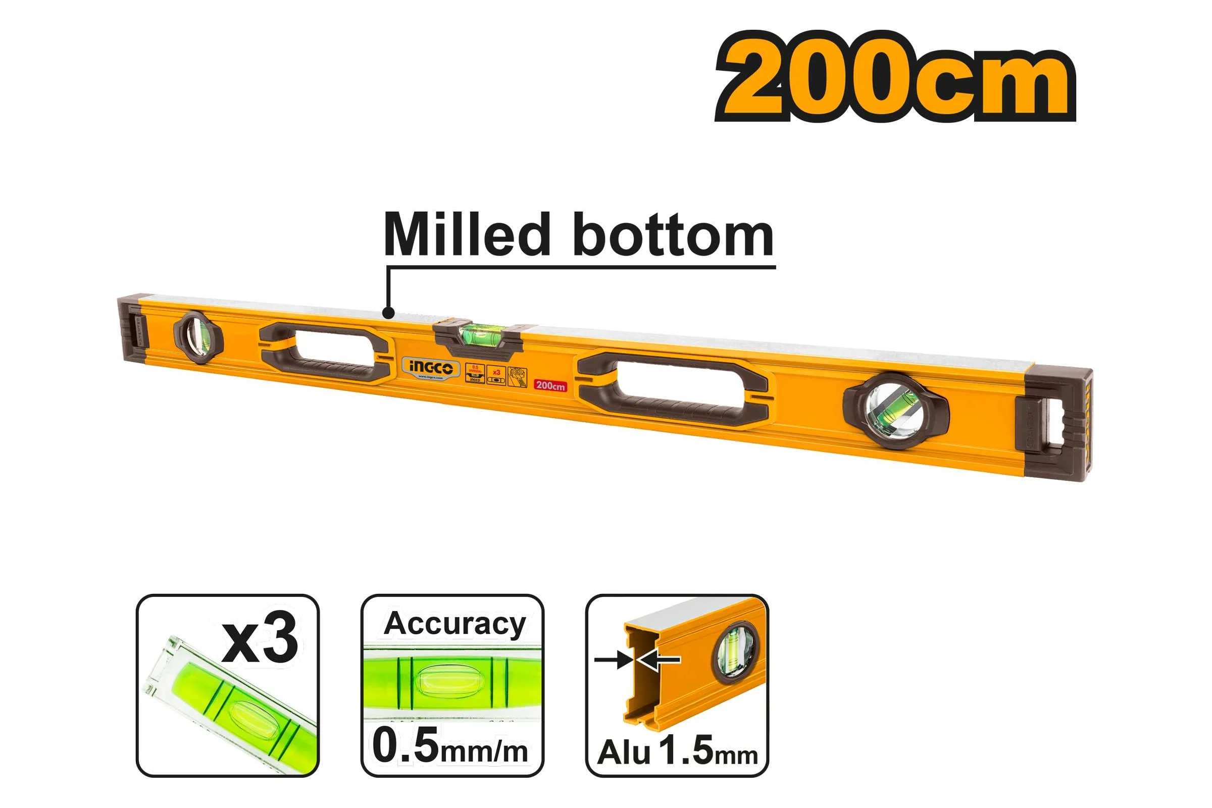 Уровень пузырьковый INGCO 200 см INDUSTRIAL HSL08200