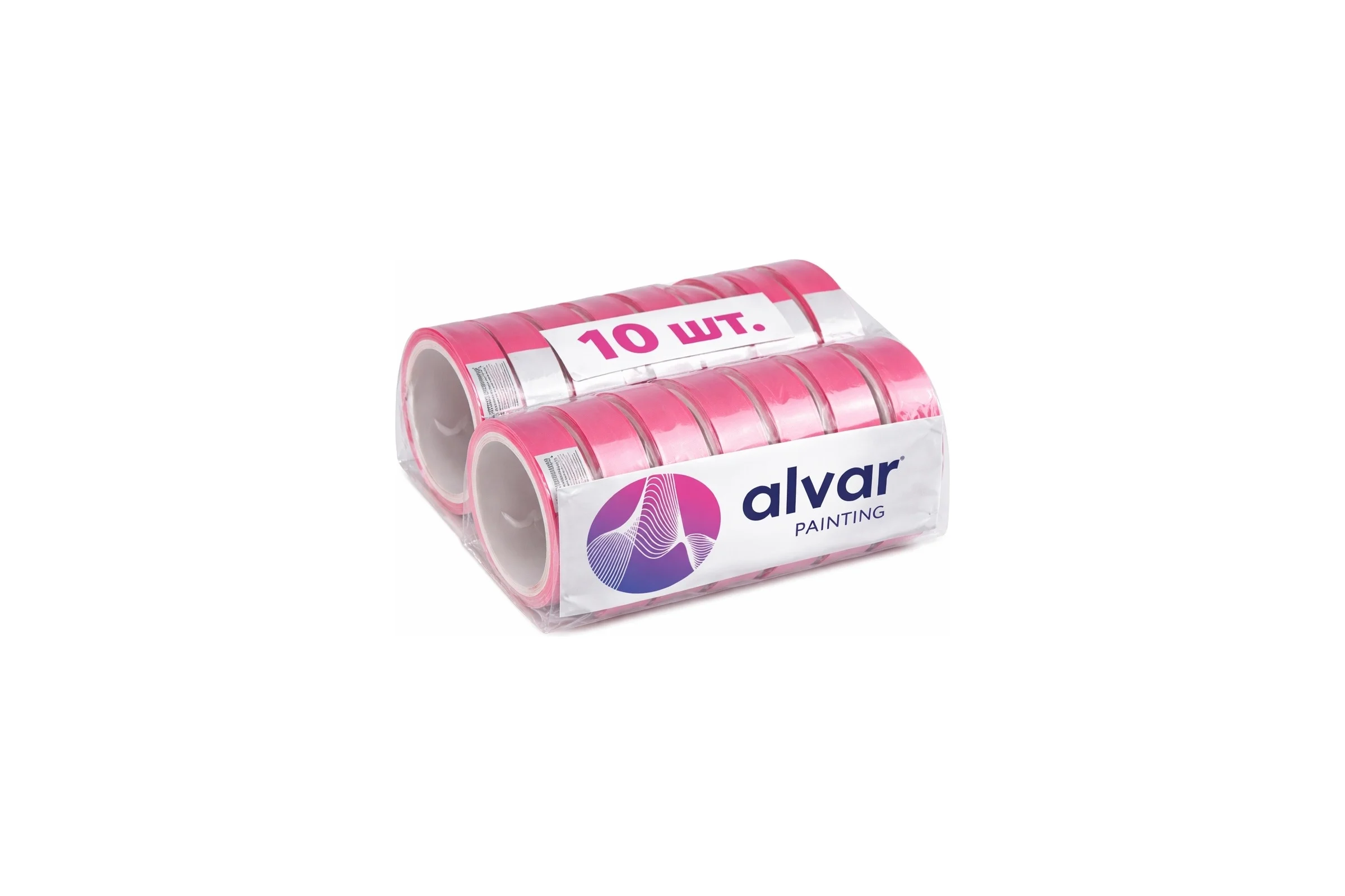 Малярная лента для деликатных поверхностей Alvar 25мм, 25м, розовая (комплект из 10 штук) AL-MT2525P_10