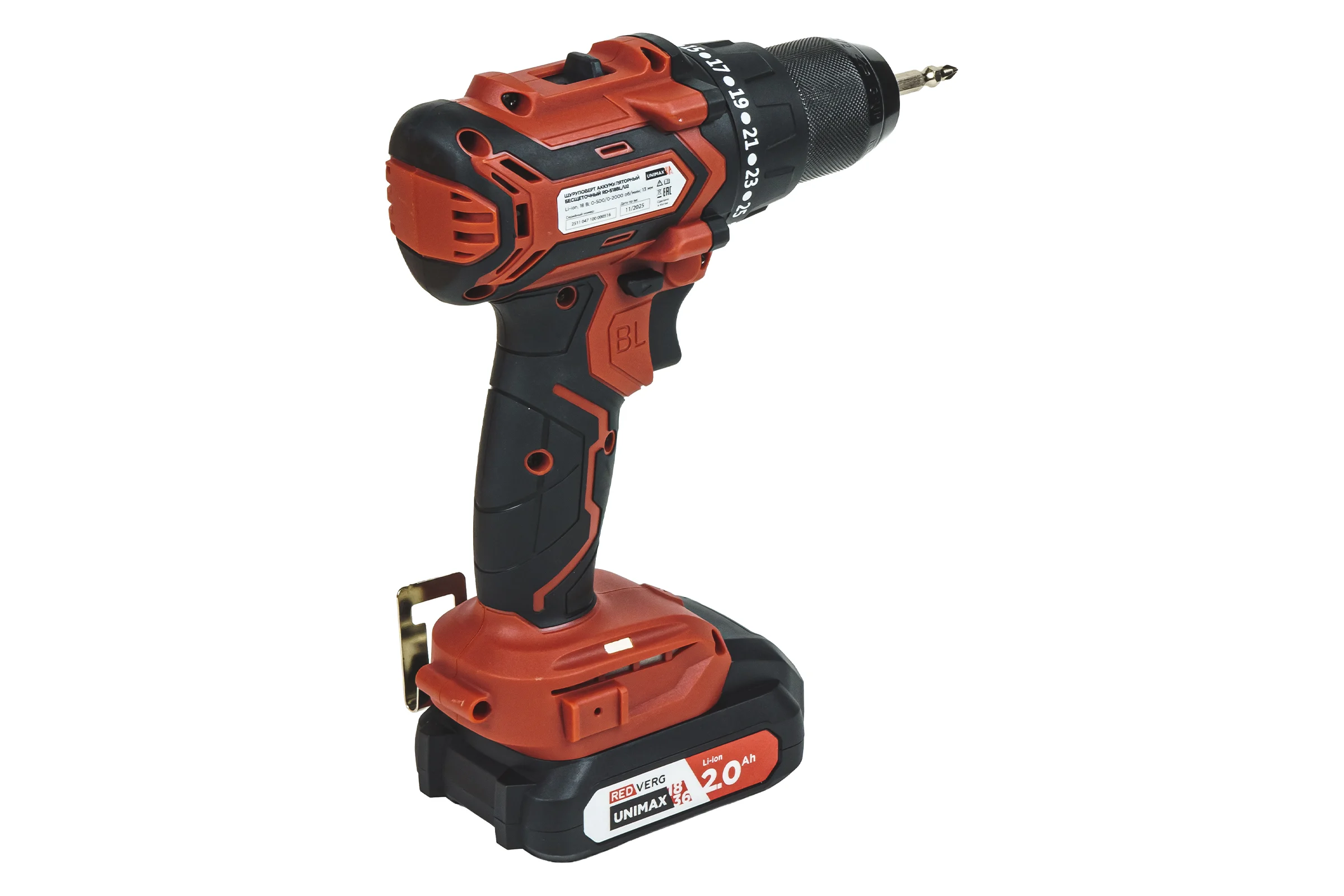Шуруповерт аккумуляторный бесщеточный REDVERG RD-S18BL/U2 6686435