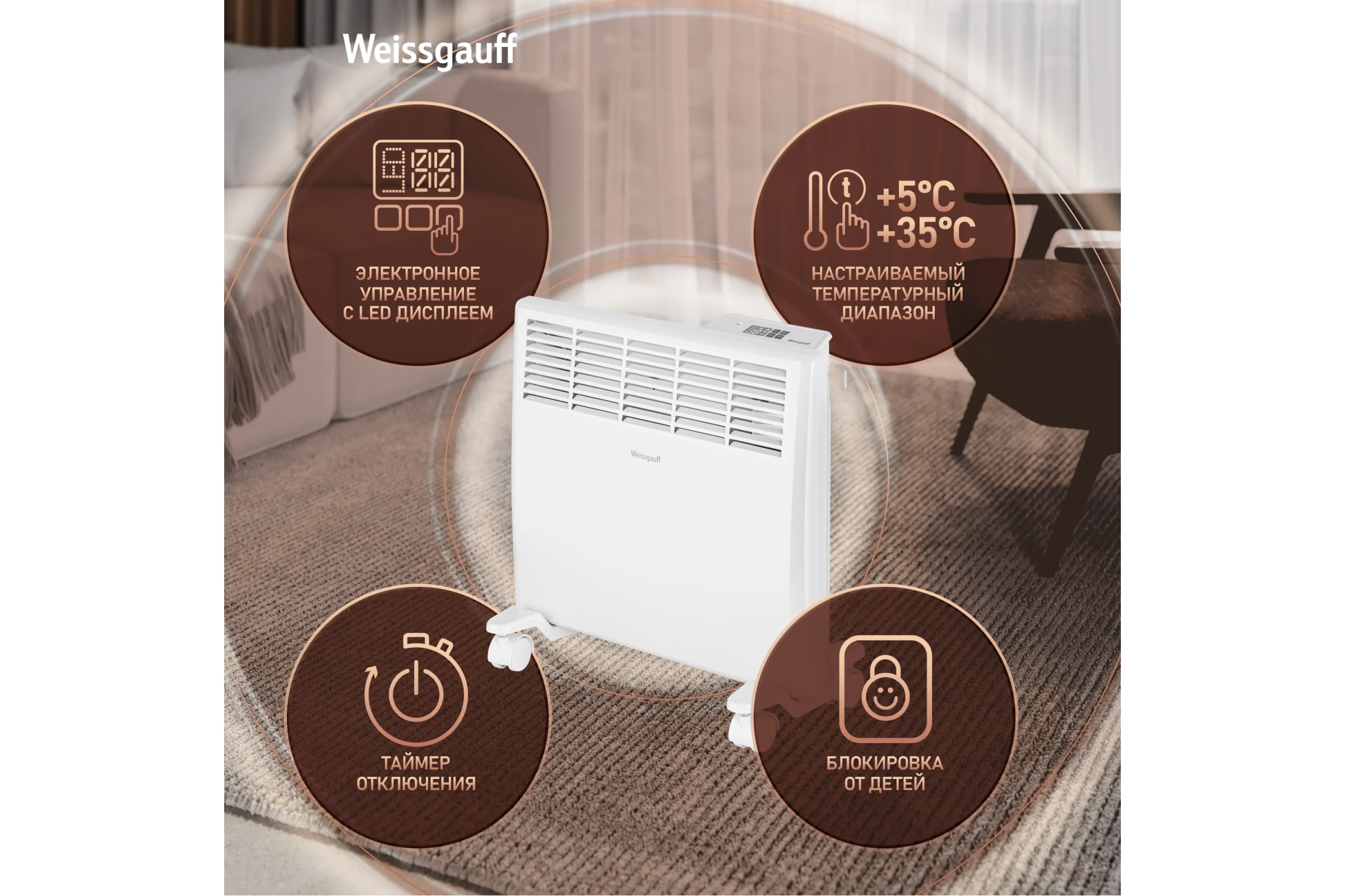 Конвектор электрический Weissgauff WCHE 1000 Touch 441147