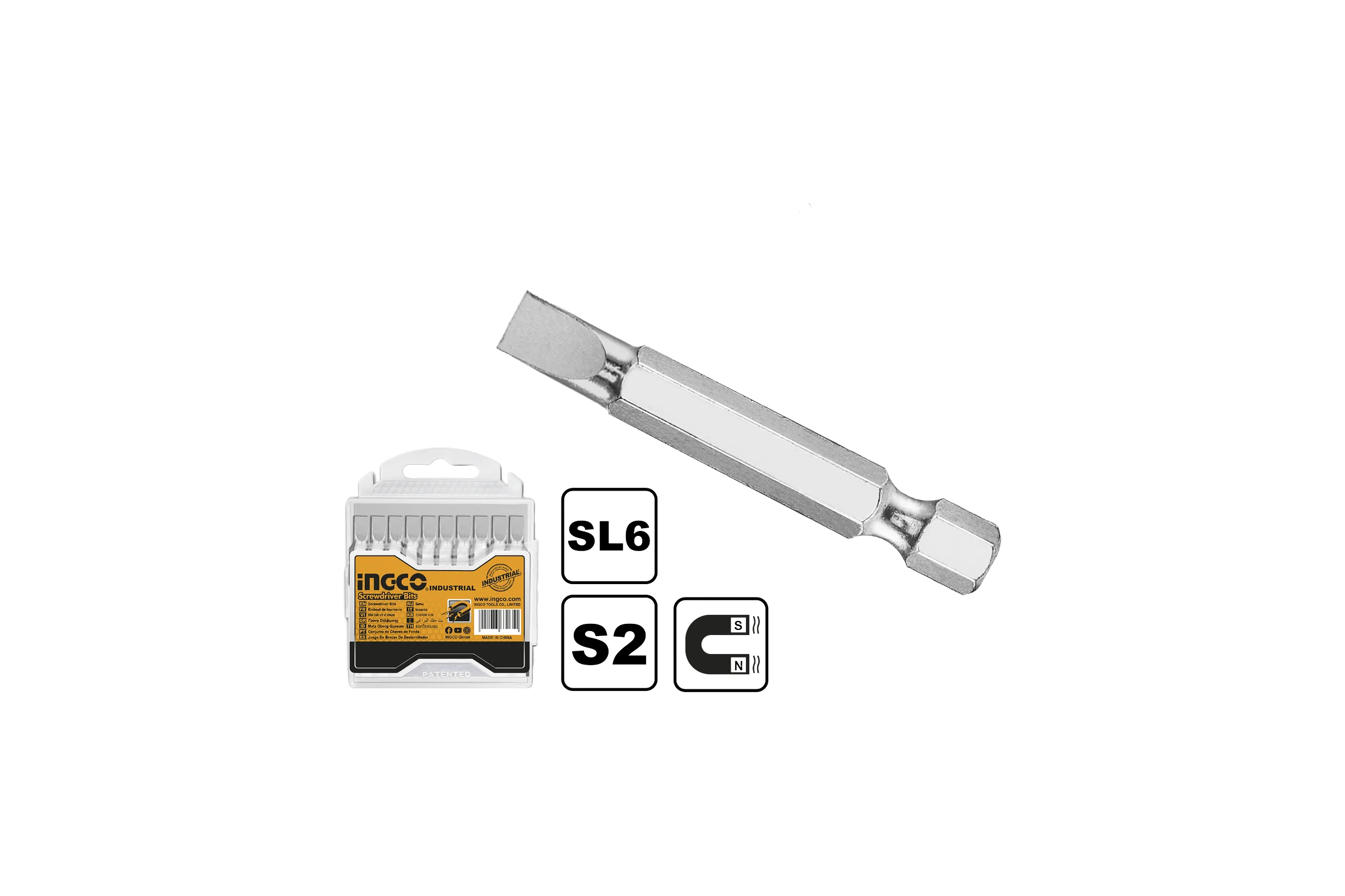 Набор бит SL6 INGCO 10 шт, упак SDB11SL423