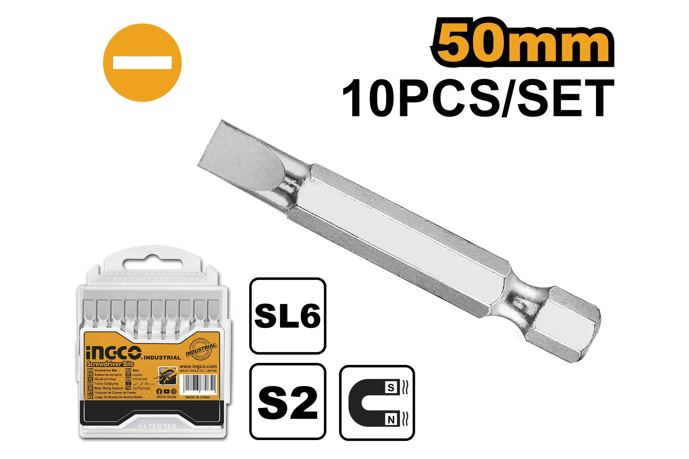 Набор бит SL6 INGCO 10 шт, упак SDB11SL423