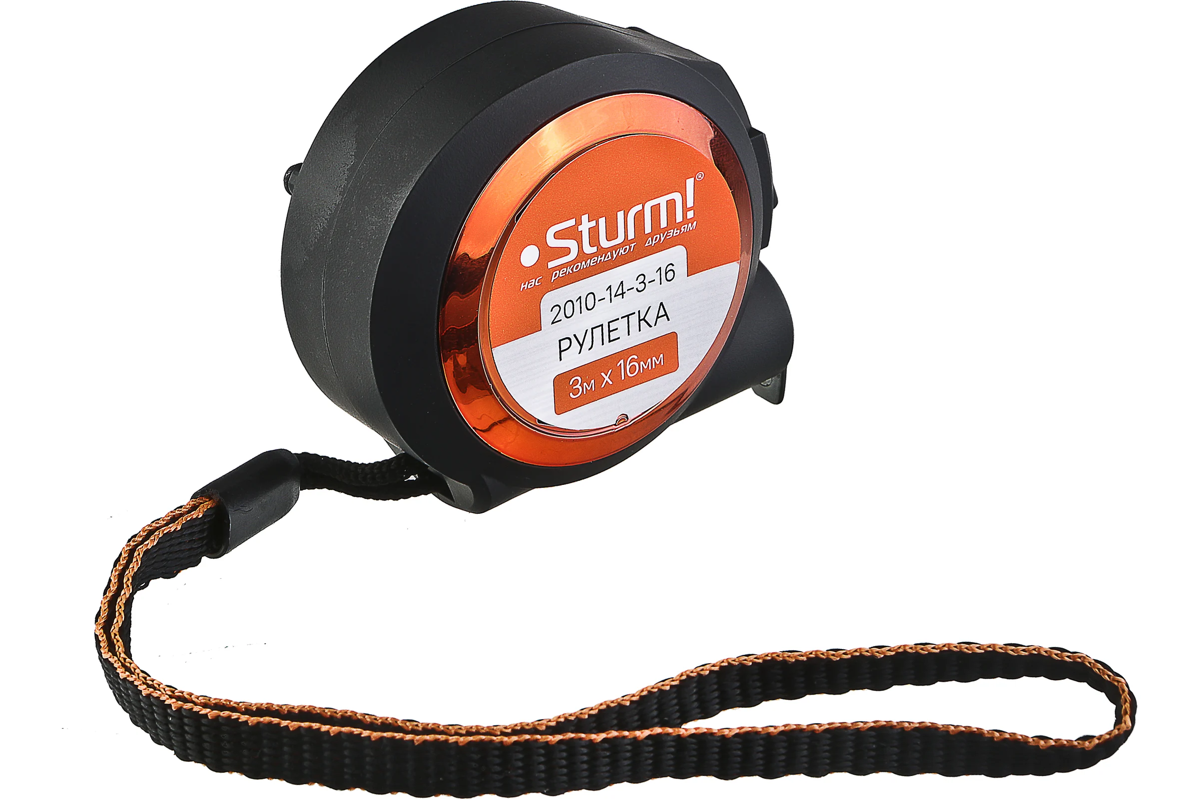 Рулетка с автостопом Sturm, 3x16мм, soft touch, 2x сторонняя шкала, магнит, ! 2010-14-3-16