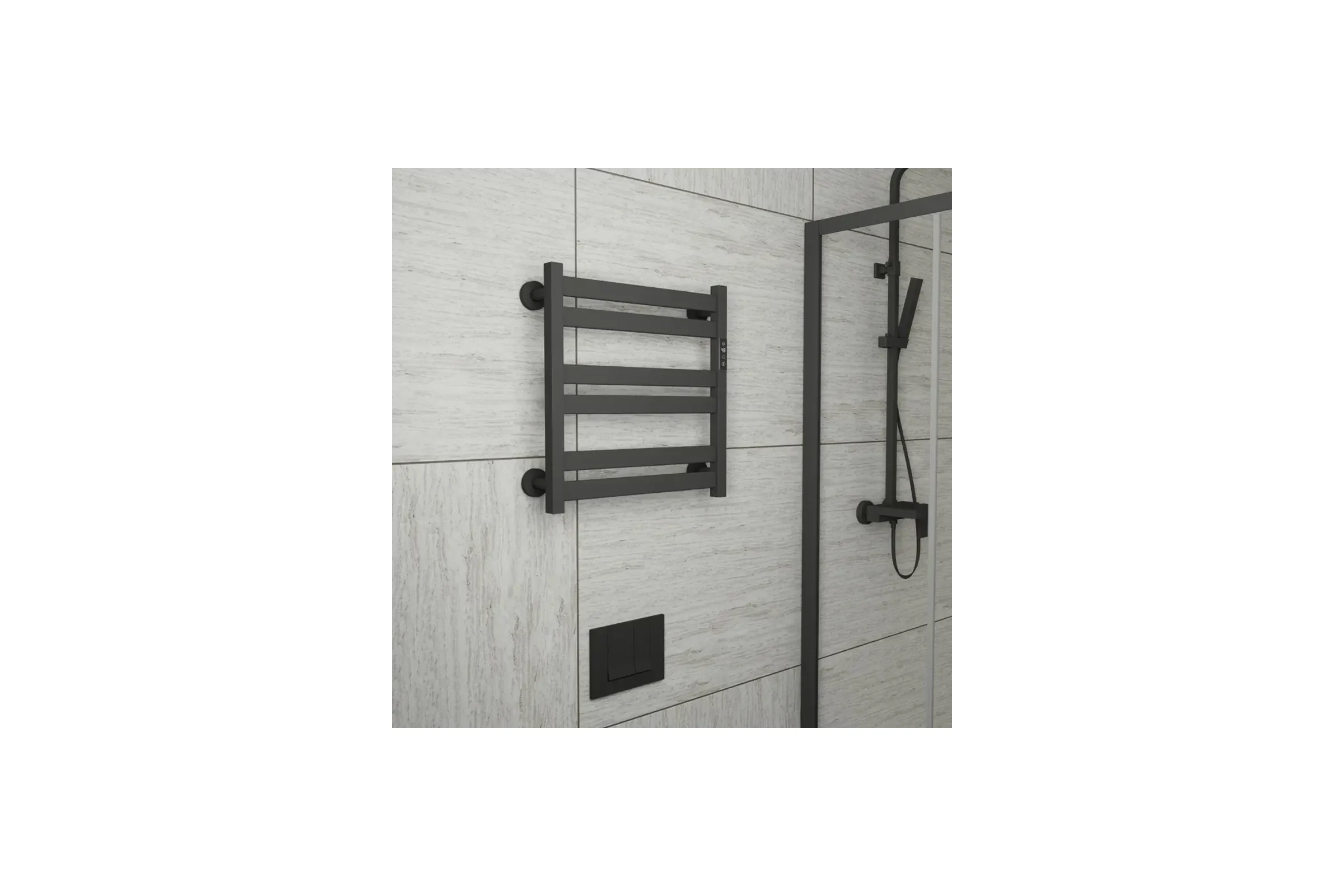 Полотенцесушитель дизайнерский электрический Bauedge BAU Elite Black 53х52, подключение справа, черный матовый AF0034