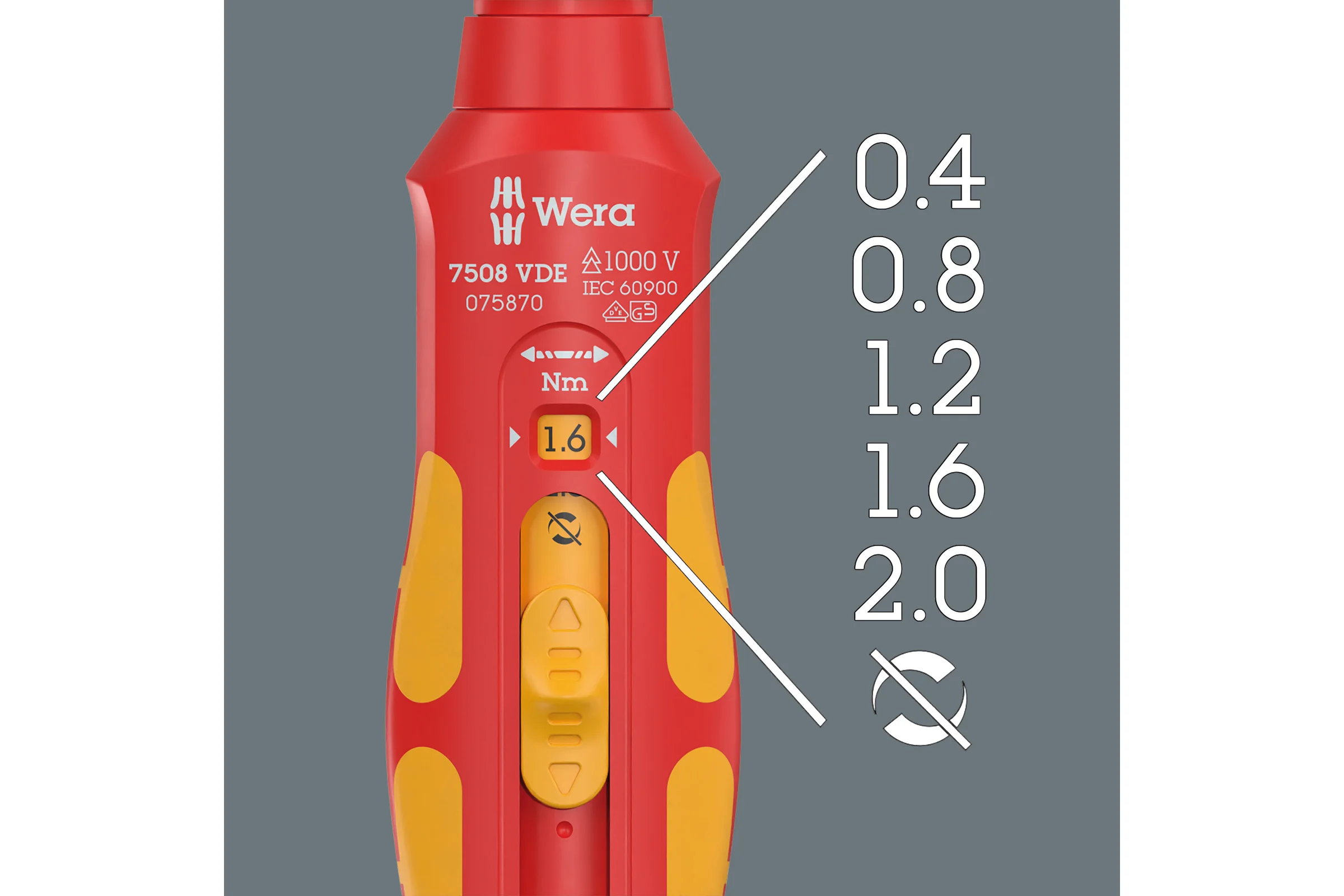 Отвёртка динамометрическая WERA 7508 Safe-Torque VDE Kraftform 0.4 / 0.8 / 1.2 / 1.6 / 2.0 Нм WE-075870