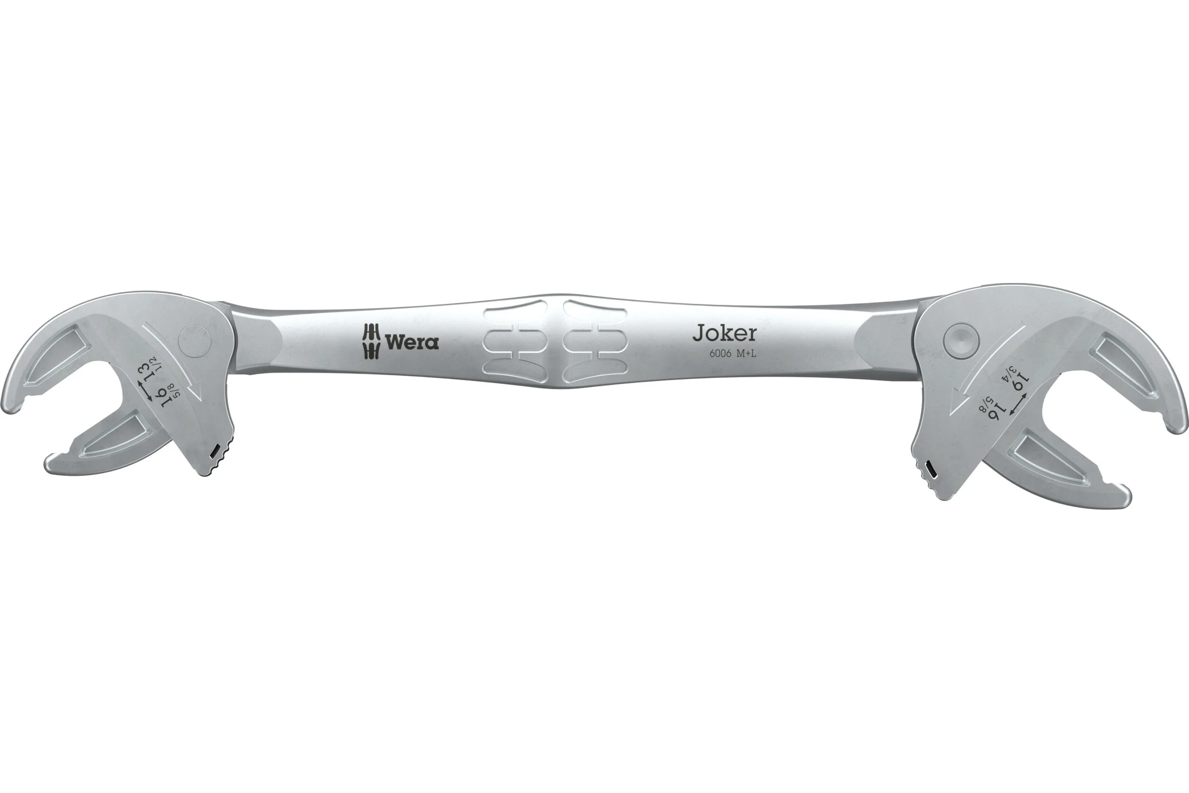Двусторонний рожковый ключ с самонастройкой WERA 6006 Joker M/L 13; 14; 15; 16 мм x 1/2; 17/32; 9/16; 19/32; 5/8 x 16; 17; 18; 19 мм x 5/8; 11/16; 3/4 x 239.4 мм WE-020331