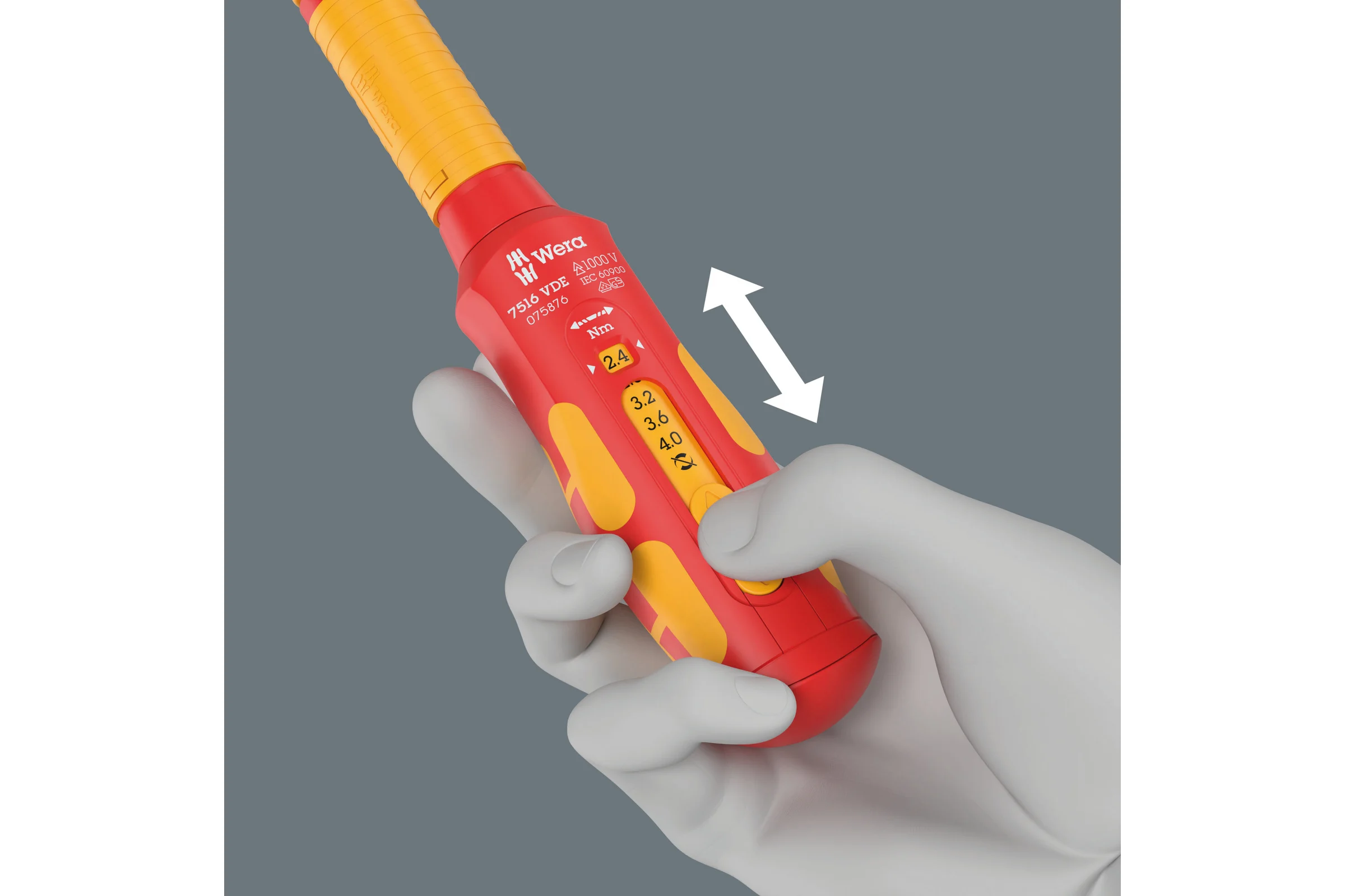 Отвёртка динамометрическая WERA 7516 Safe-Torque VDE Kraftform 2.4 / 2.8 / 3.2 / 3.6 / 4.0 Нм WE-075876