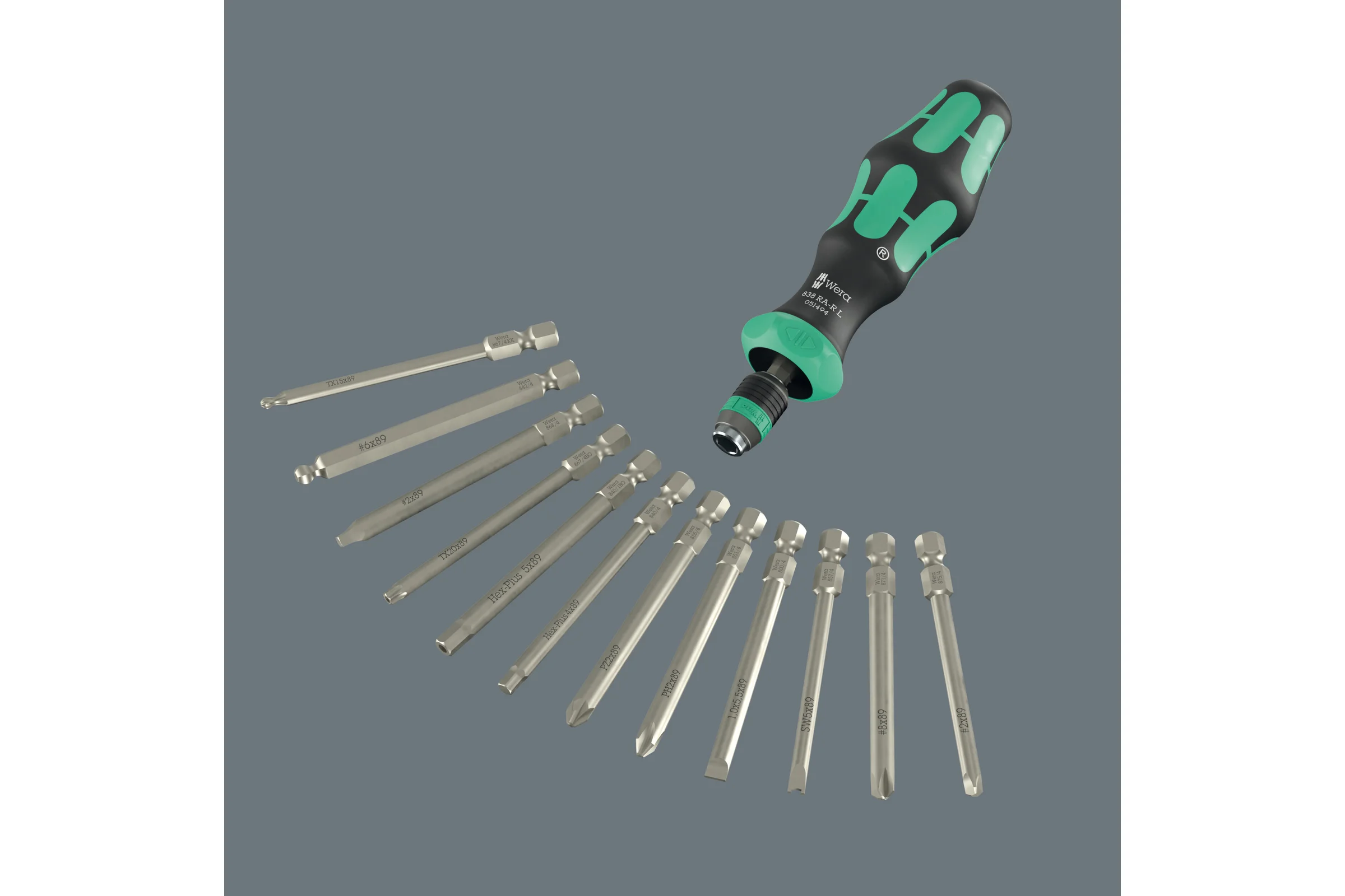Отвертка-битодержатель WERA 838 RA-R L с трещоткой, 140 мм, 1/4", С 6,3 / E6,3 WE-051494