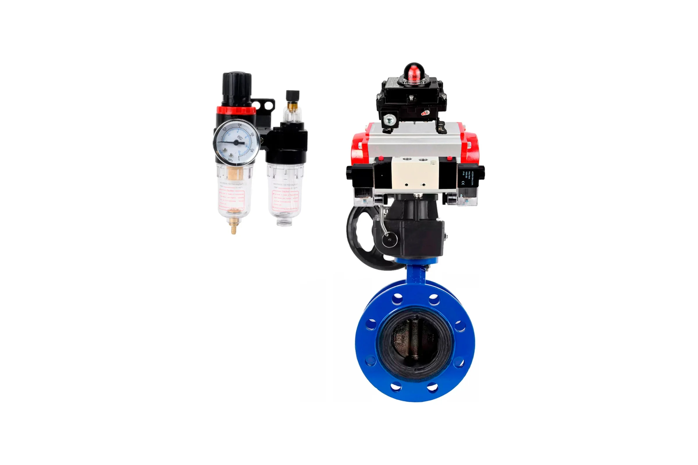 Затвор дисковый DN.ru GGG40-304-EPDM-2W-F-H Ду125 Ру16 пневмопривод DA-130, пневмораспределитель (2EM) 220VAC, БКВ LSB-410, дублером HDM-3, БПВ D050-56774