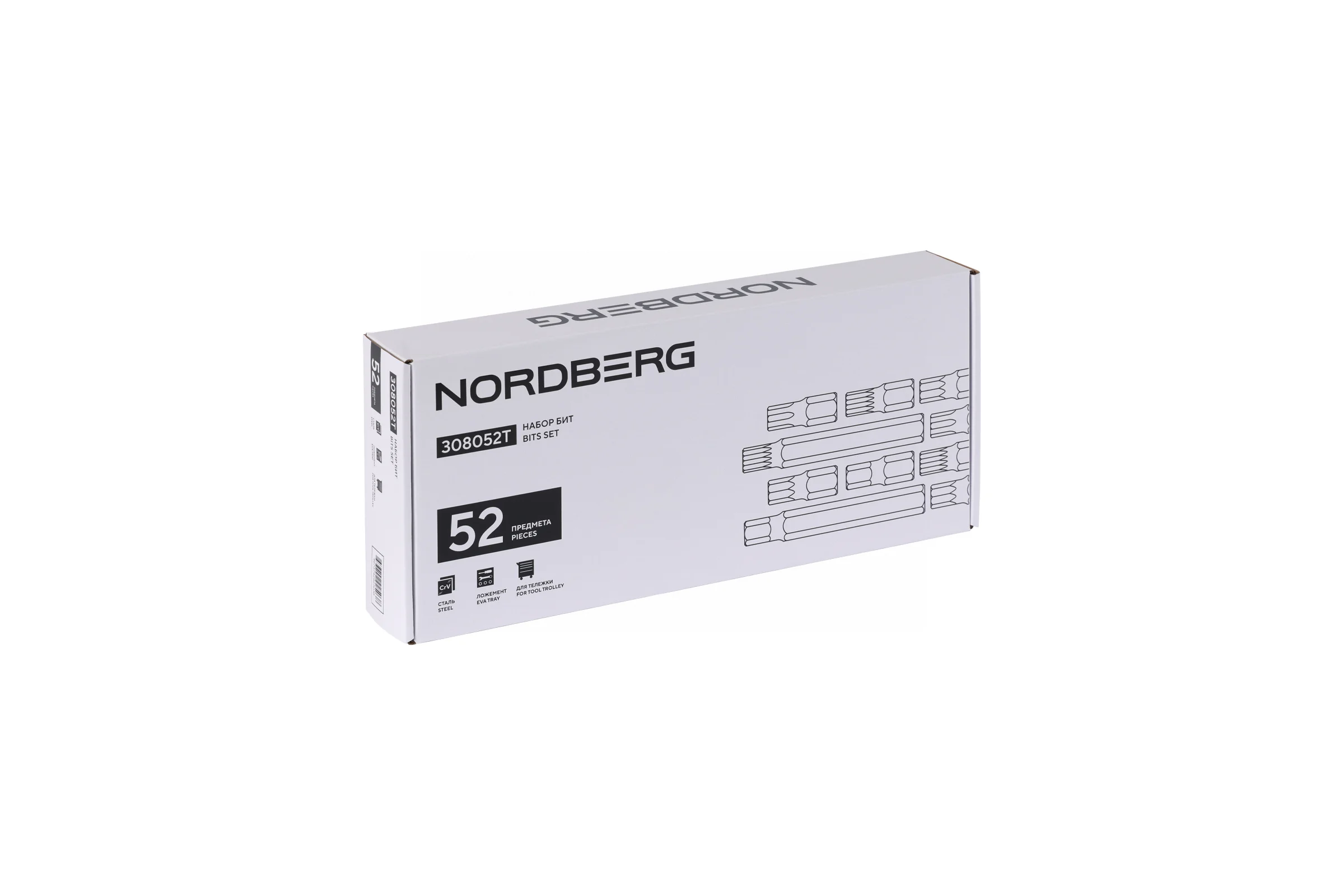Набор бит NORDBERG в ложементе, 52 предмета 308052T