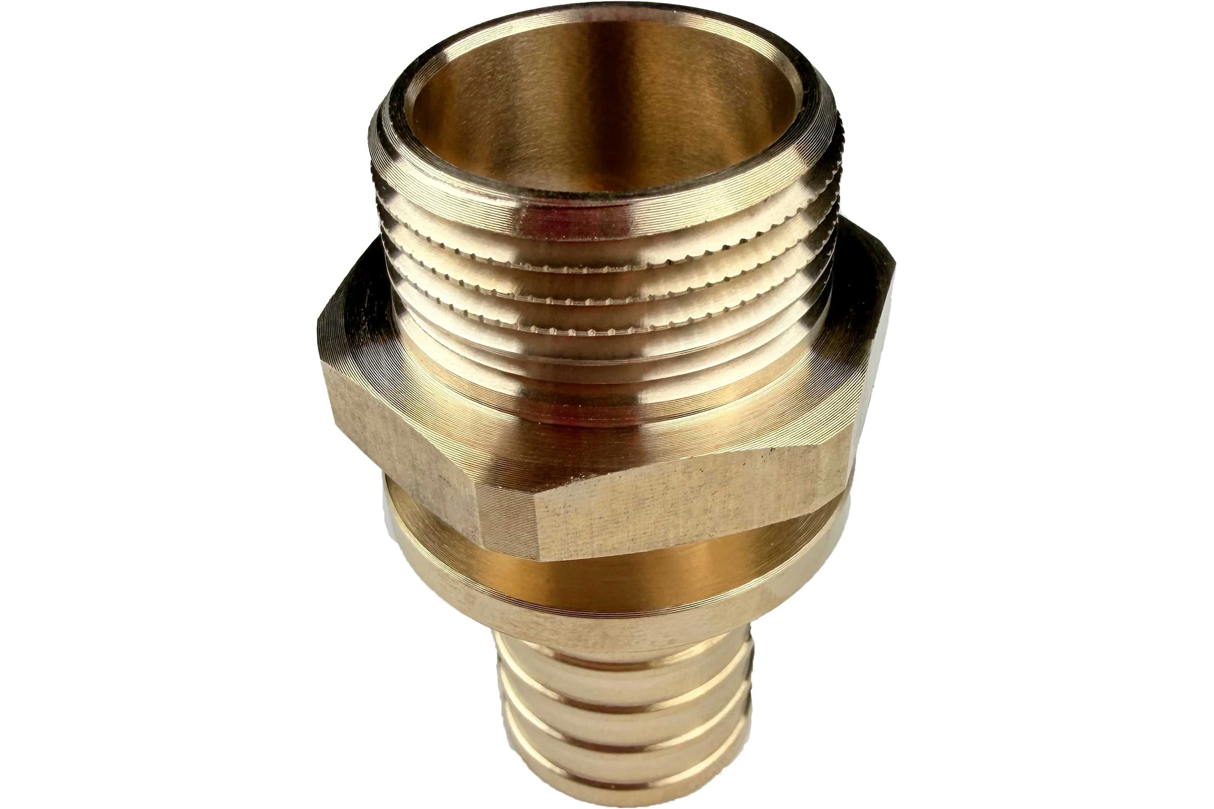 Муфта для PE-X/PE-RT труб аксиальная РОС латунь Дн 32х1 НР (130-1247) R0345079