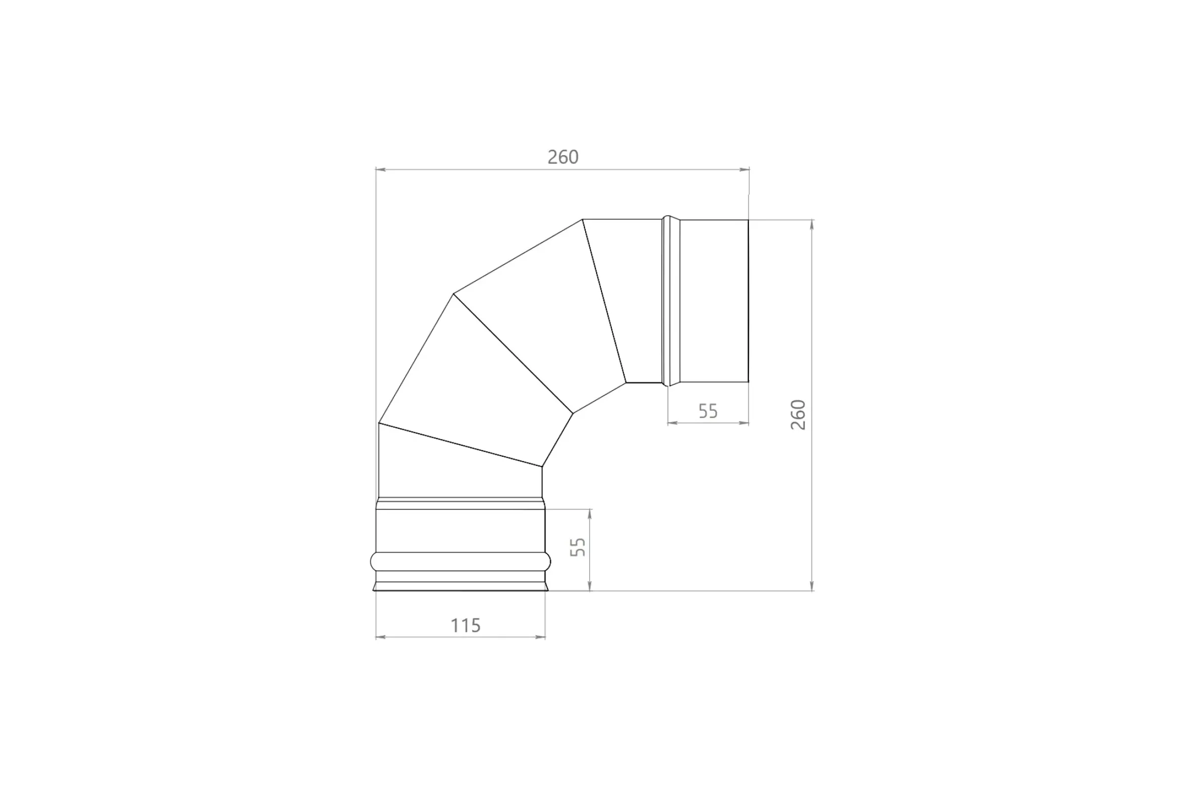 Колено 4-х секционное МЕТАЛЛИК и КО 90 х 150; AISI 430 0.50 О0000074262