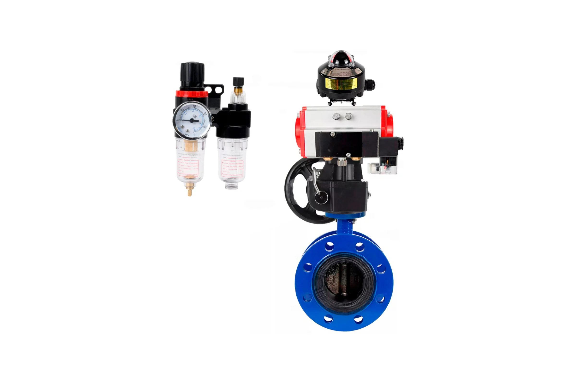 Затвор дисковый DN.ru GGG40-304-EPDM-2W-F-H Ду50 Ру16 пневмопривод DA-105, пневмораспределитель 220VAC, БКВ LSB-510, дублером HDM-3, БПВ D050-56777