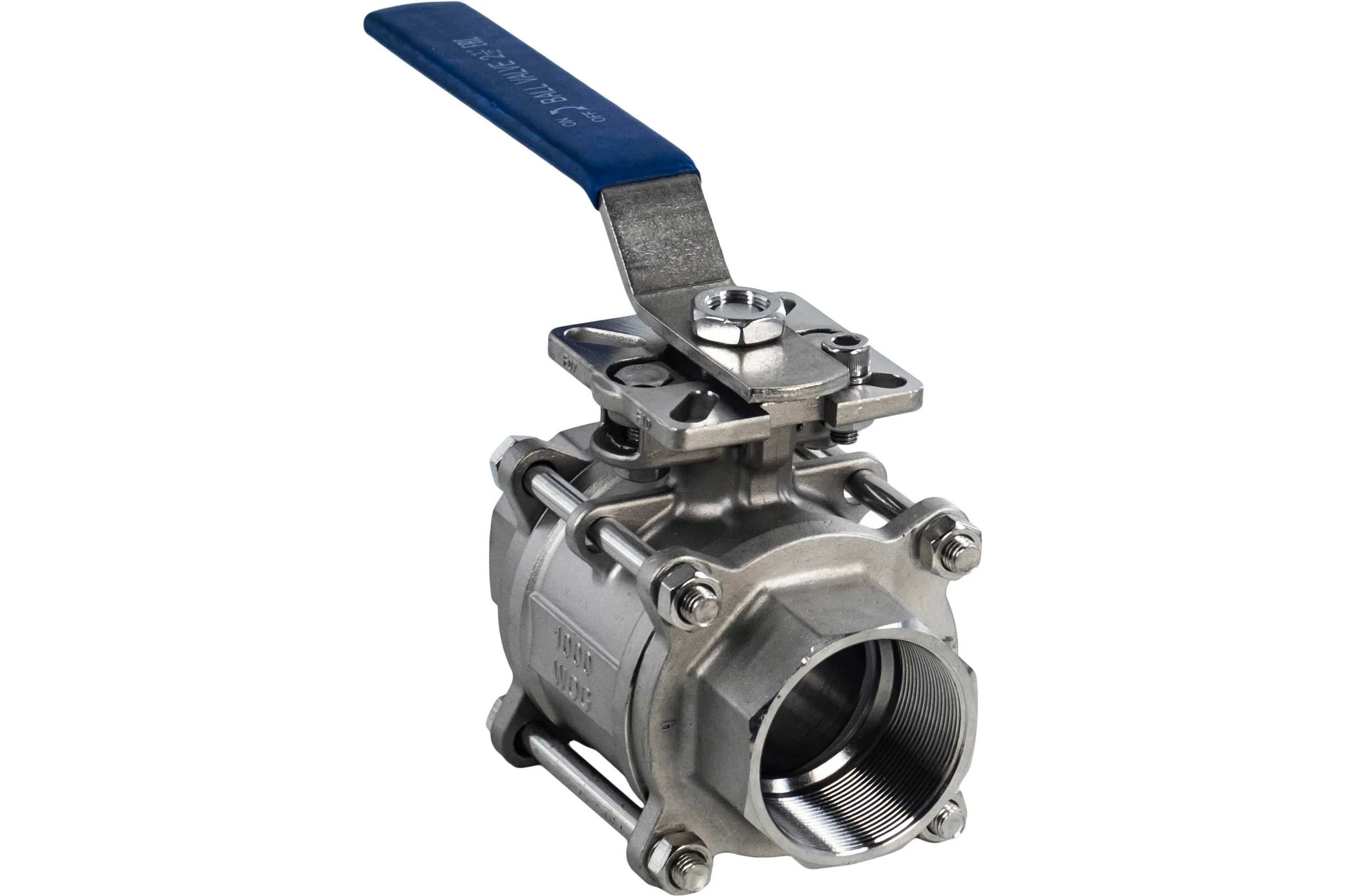 Кран шаровый NEWKEY муфтовый под привод нержавеющий 3PC AISI304 DN80 3 PN25 NK-BMTp80/4