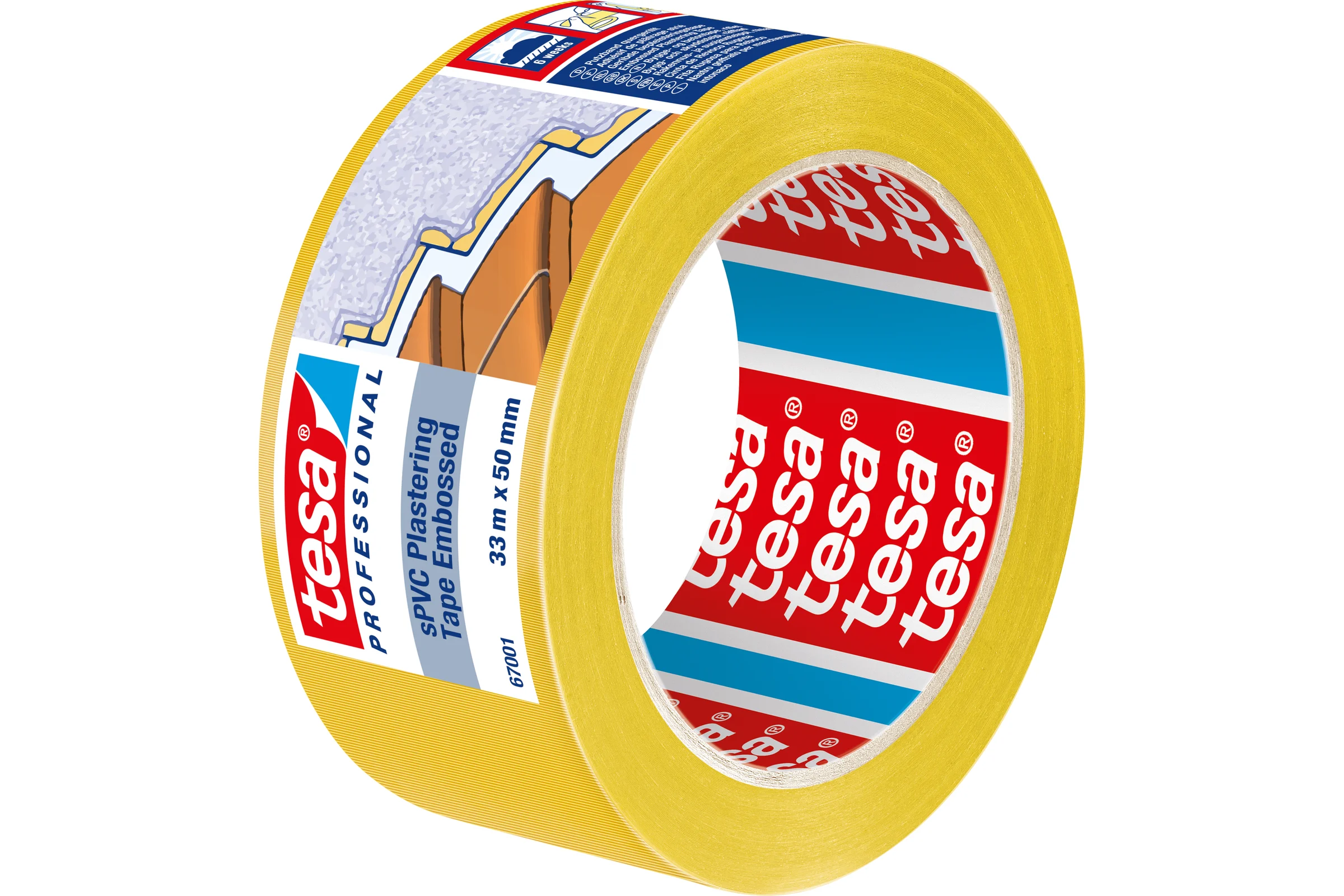 Малярная лента TESA ПВХ, желтая, 33 м, 50 мм 67001-00001-00