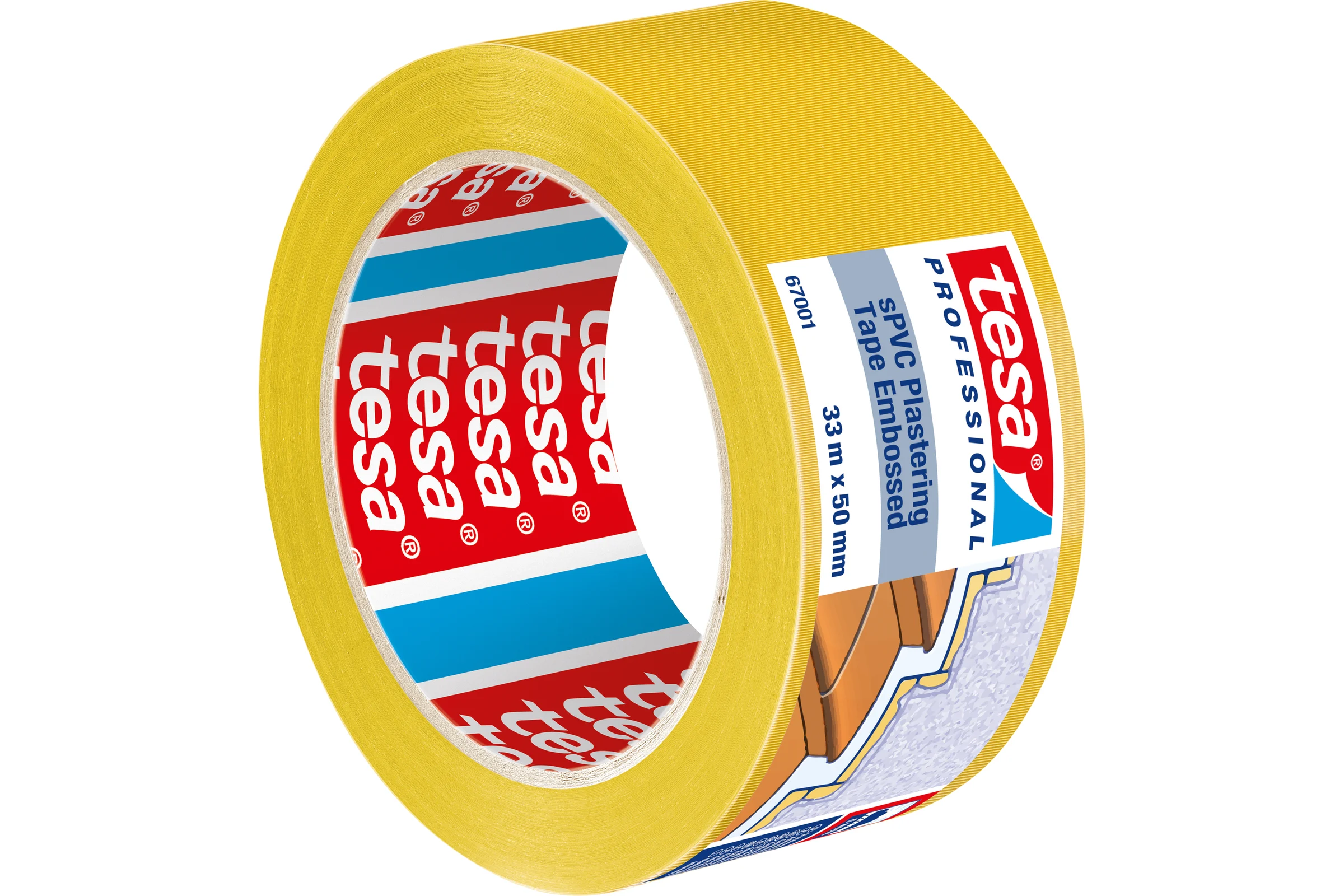 Малярная лента TESA ПВХ, желтая, 33 м, 50 мм 67001-00001-00