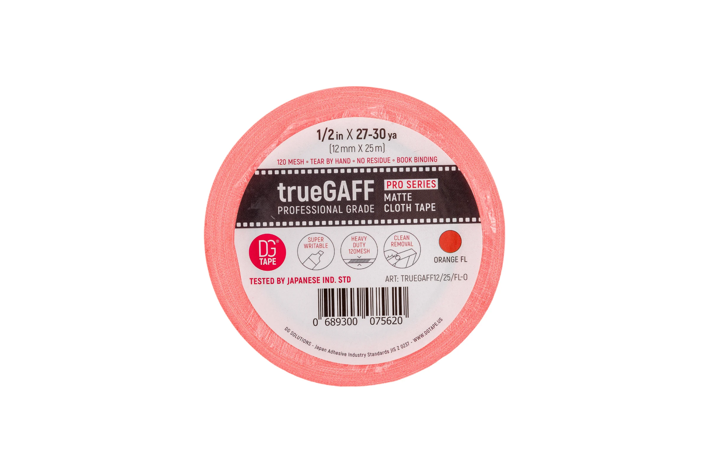 Клейкая лента TrueGaff DGTAPE - Гаффа тейп 12мм/23м - Оранжевый TrueGAFF12/25/FL-O