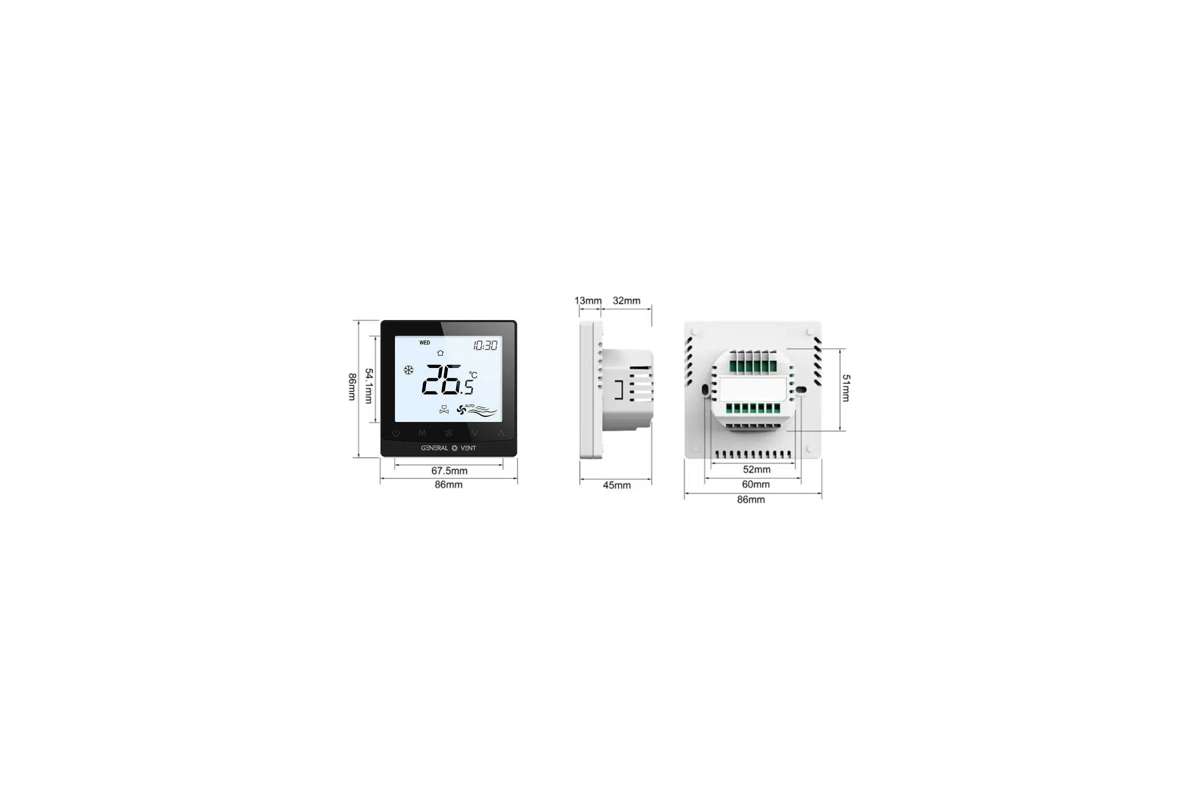 Термостат электронный General Vent GT115W-4DT(B)