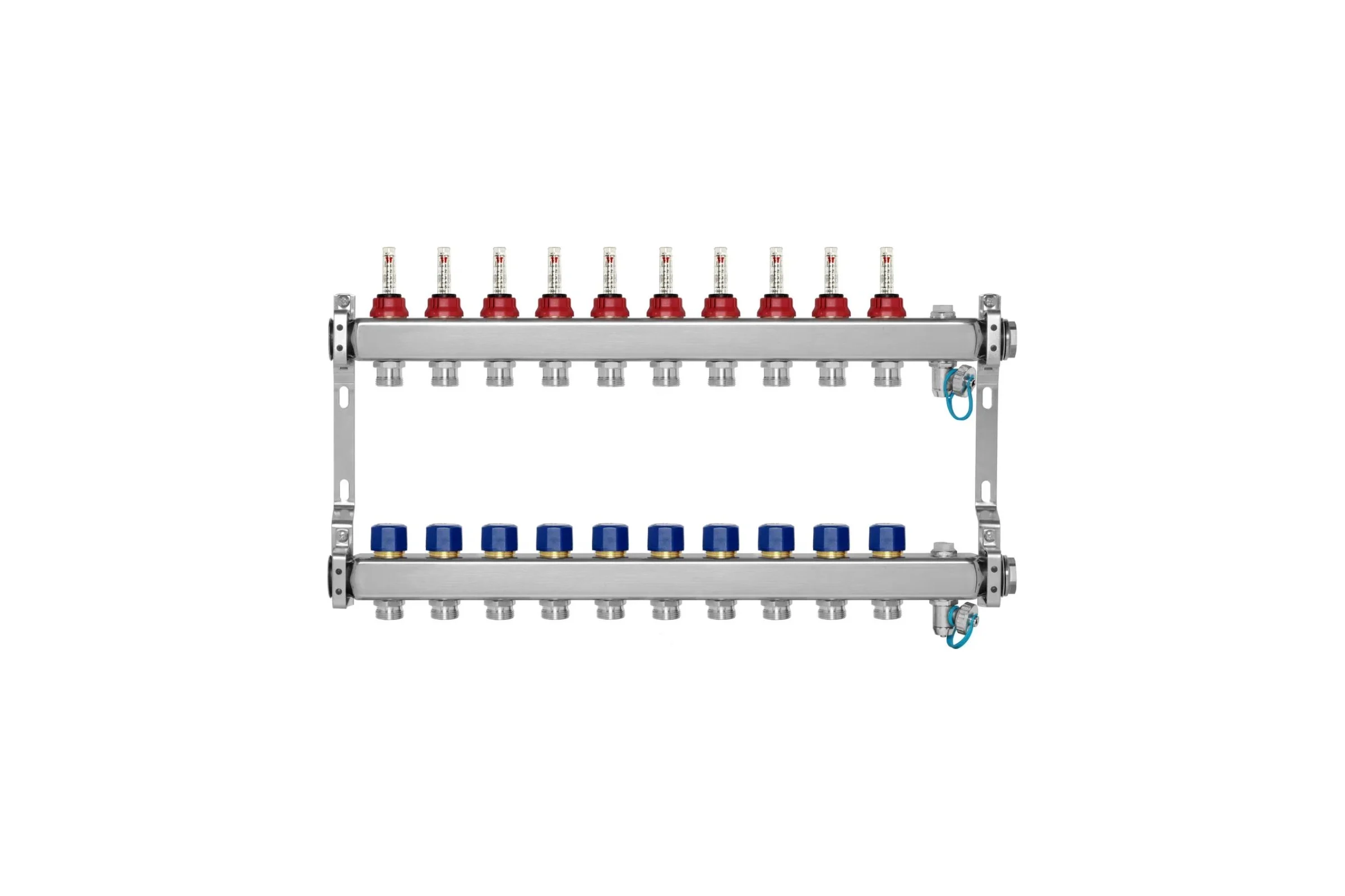 Коллекторная группа BYR PEX из нерж. стали 1-Т10-3/4ЕК L=50 с расходомерами, термостатическими клапанами 2425-10