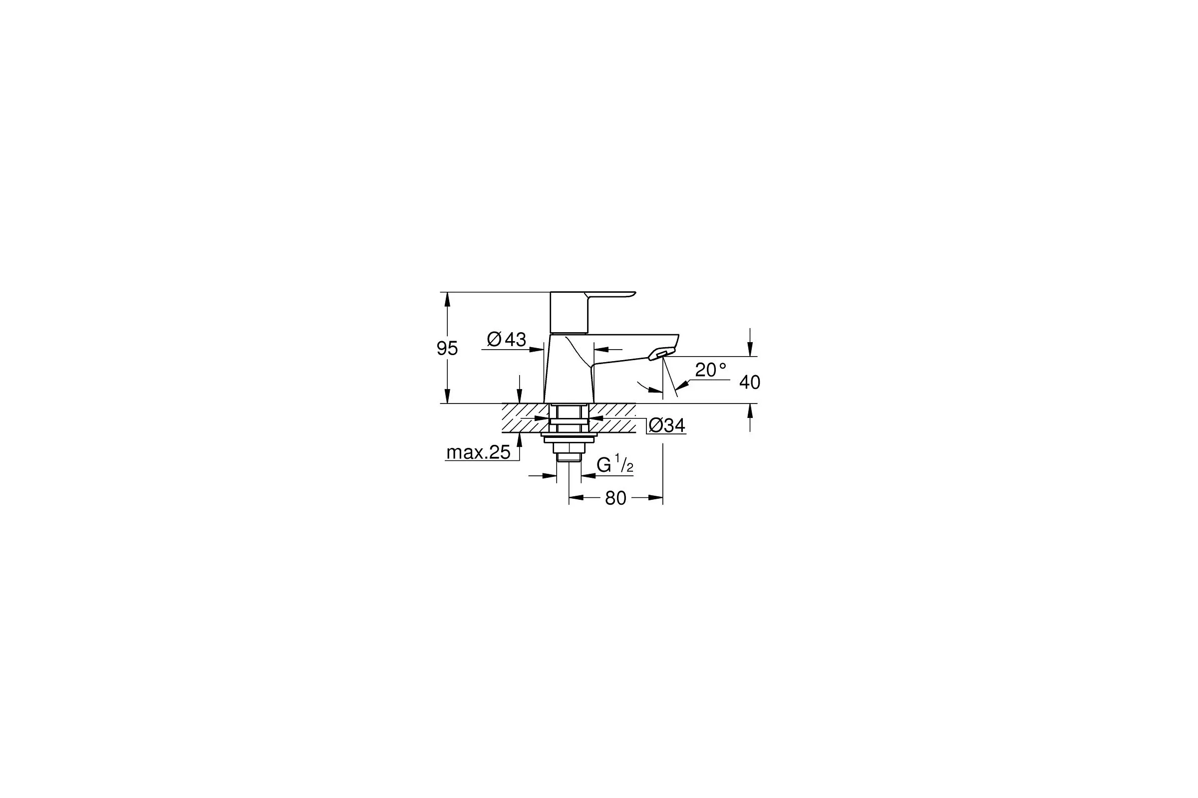 Кран для раковины Grohe BauEdge без функции смешивания, хром 20421000