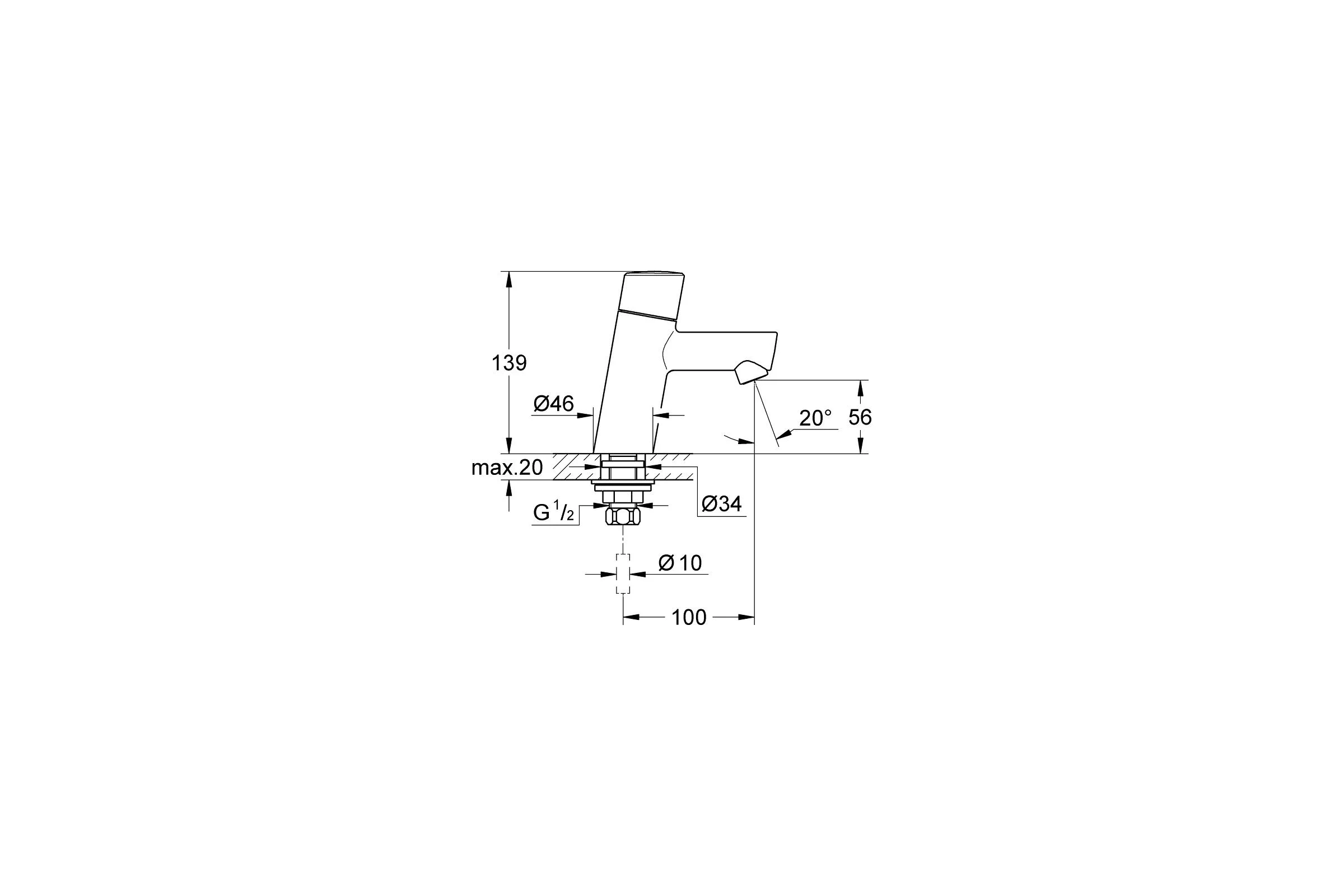 Кран для раковины Grohe Concetto без функции смешивания, хром 32207001