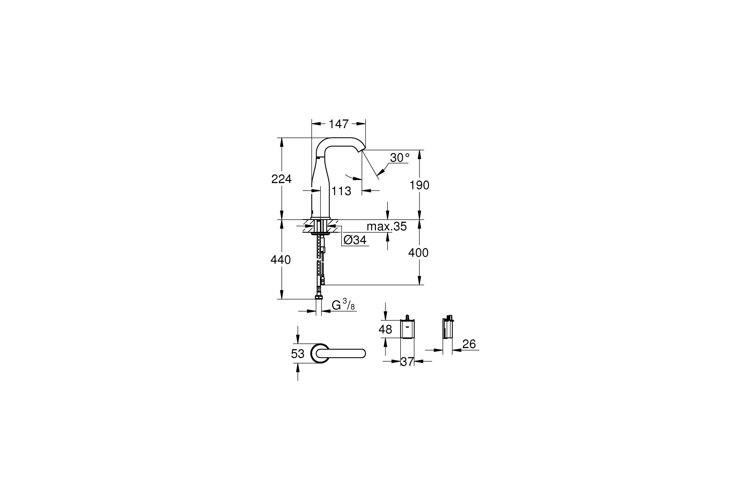 Кран для раковины Grohe Essence E инфракрасный, без функции смешивания, хром 36446000
