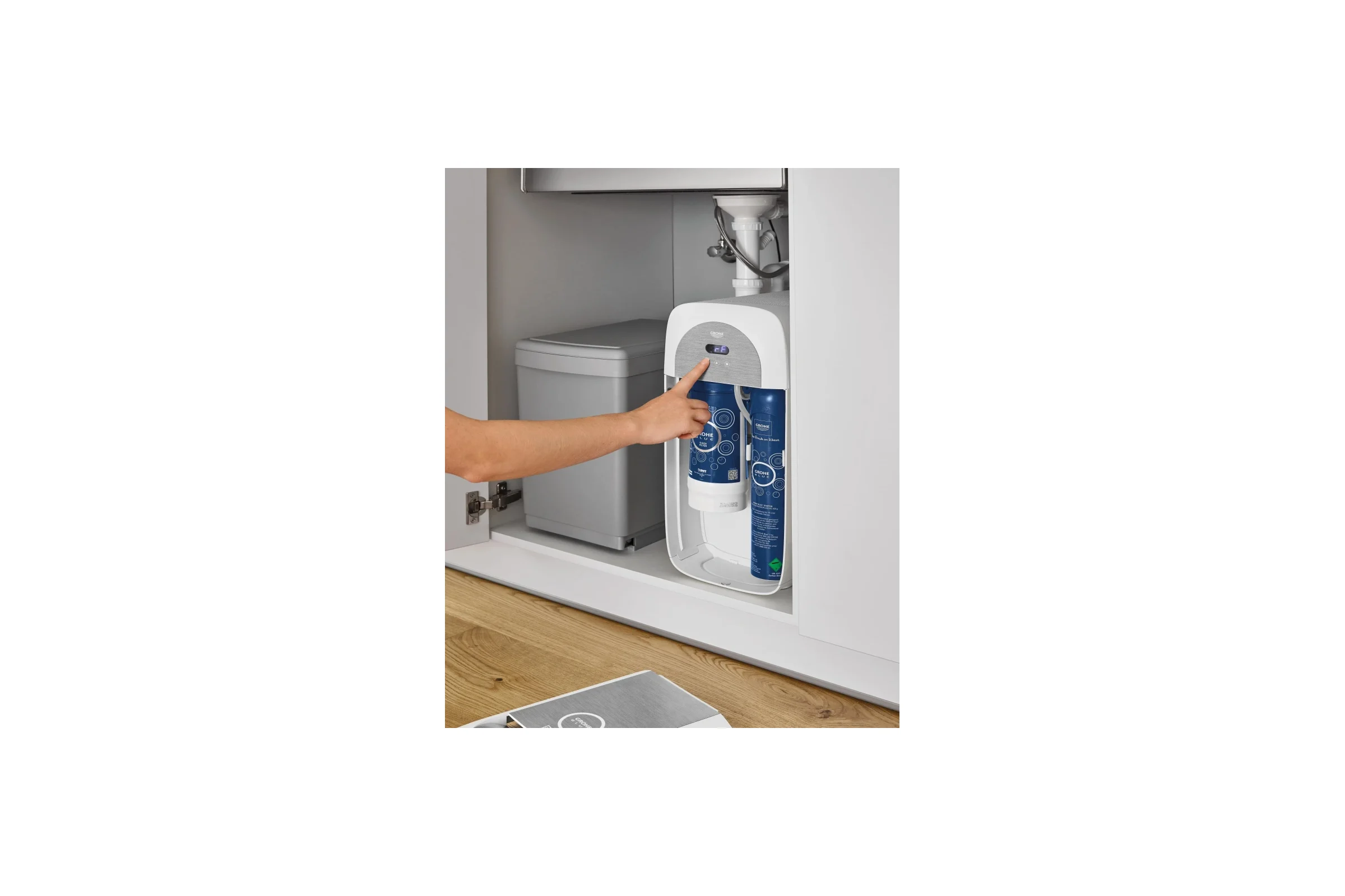Кран для кухонной мойки Grohe Blue Home Mono с системой фильтрации, охлаждения и газирования воды, Wi-Fi, суперсталь 31498DC1