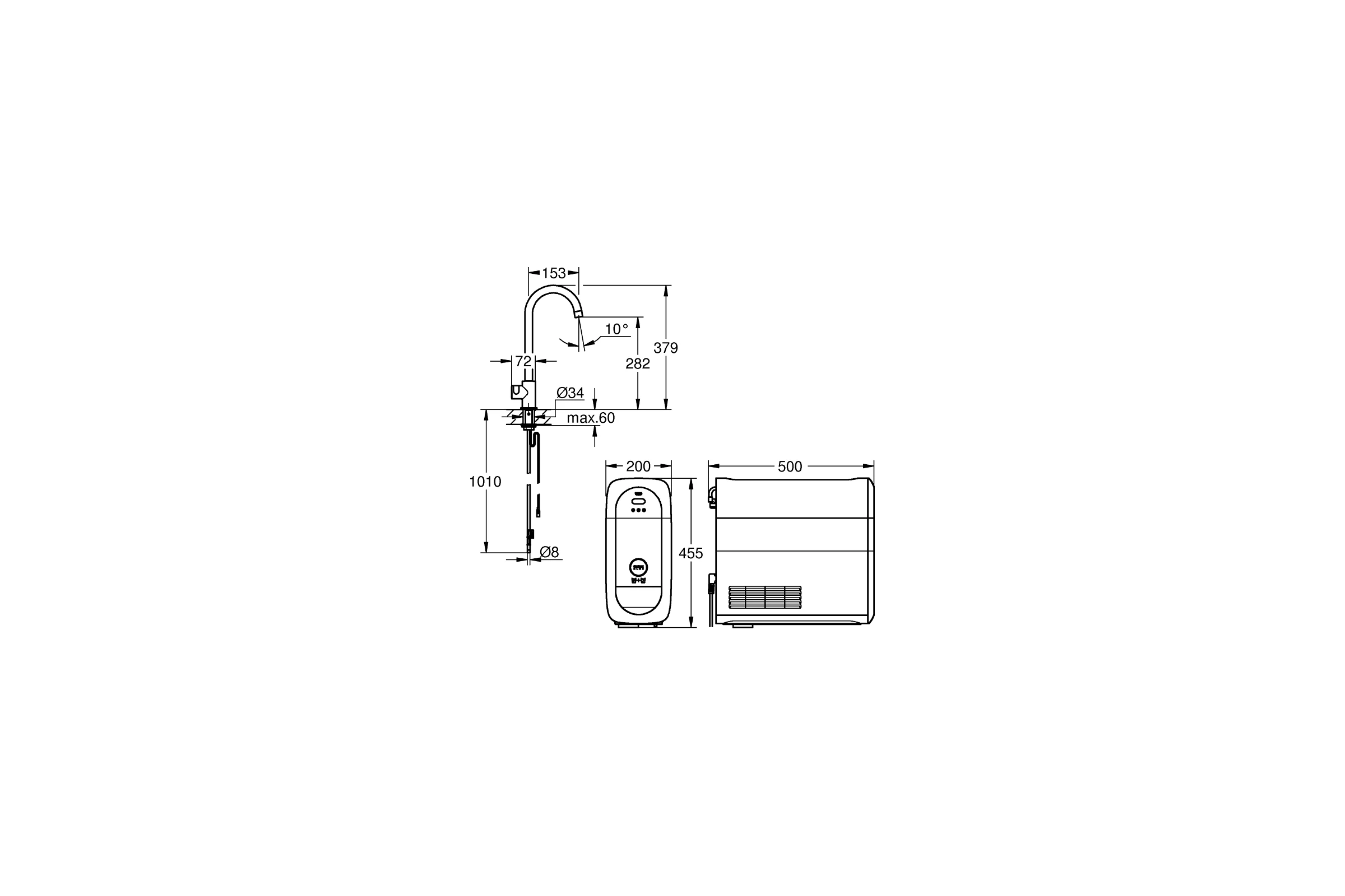 Кран для кухонной мойки Grohe Blue Home Mono с системой фильтрации, охлаждения и газирования воды, Wi-Fi, суперсталь 31498DC1