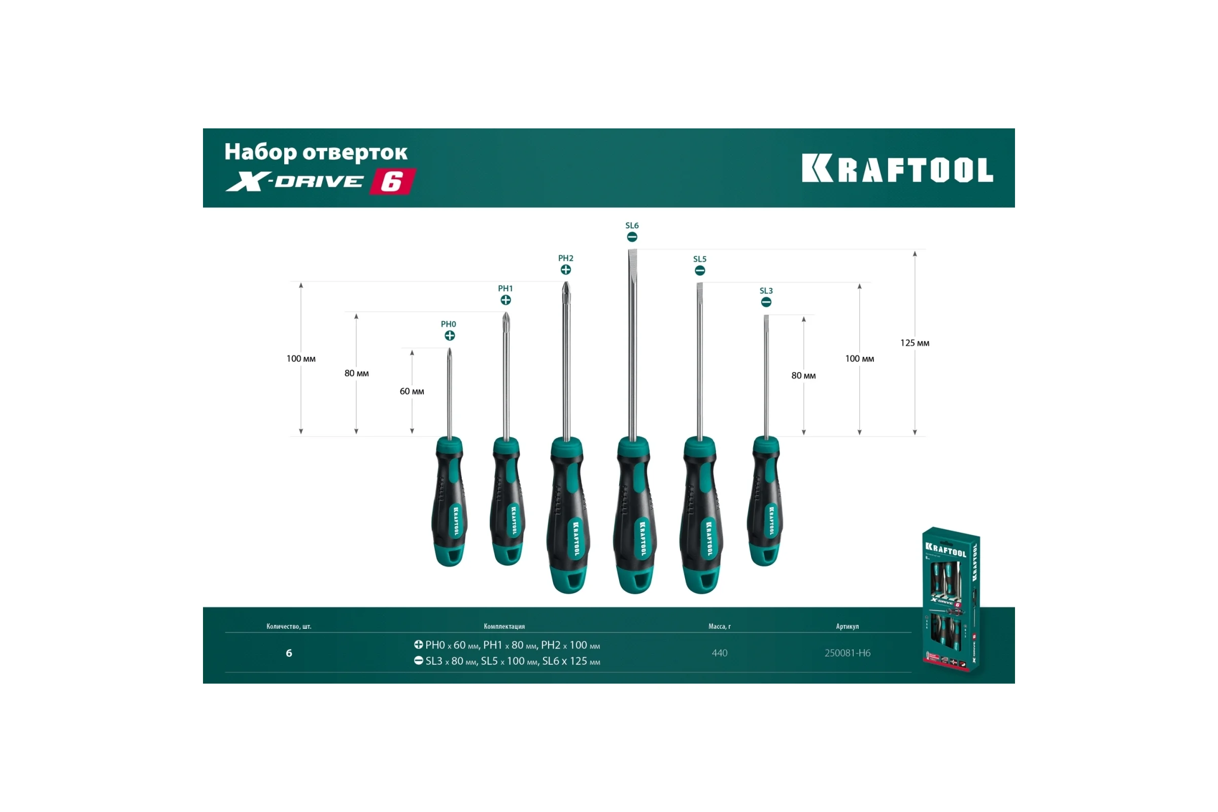 Набор отверток KRAFTOOL Х-Drive-6 6 шт 250081-H6_z01
