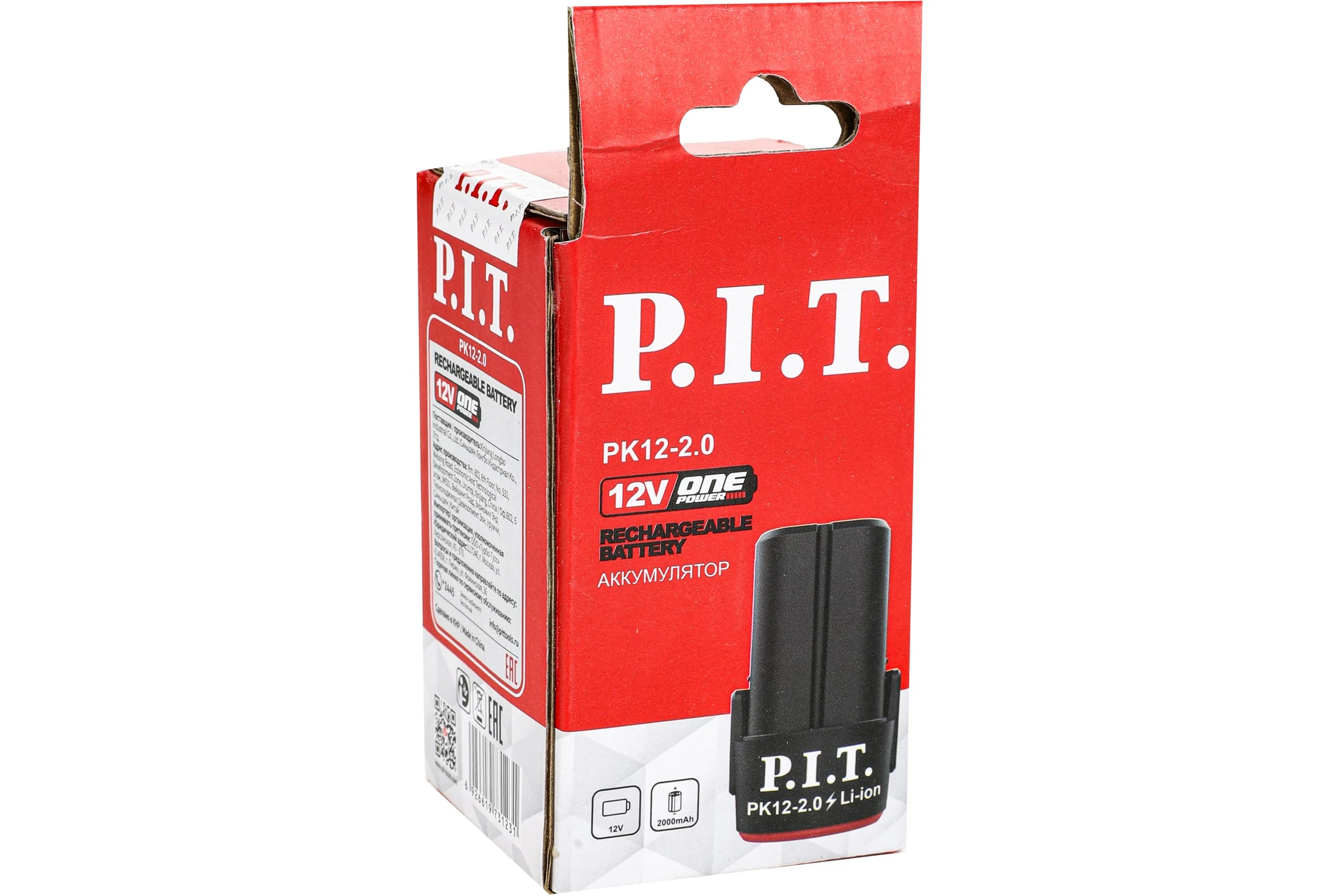 Аккумулятор OnePower   (12В, 2,0Ач, Li-Ion, плата, 3 контакта), P.I.T. PK12-2.0