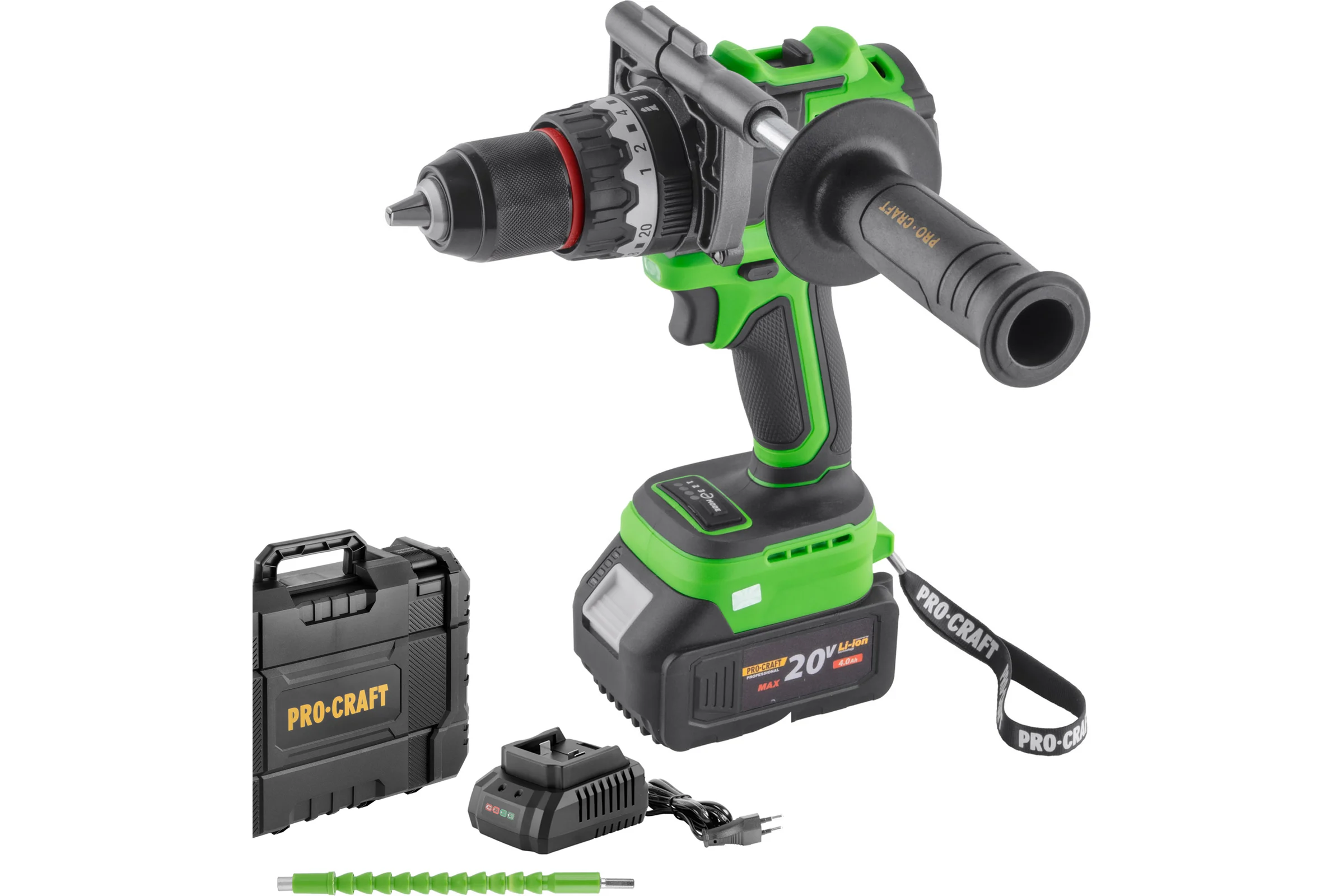 Шуруповерт аккумуляторный Procraft PA18ProBL 20В 180Нм (АКБ 4Ач+ЗУ+Кейс) PA18ProBL-1B-c