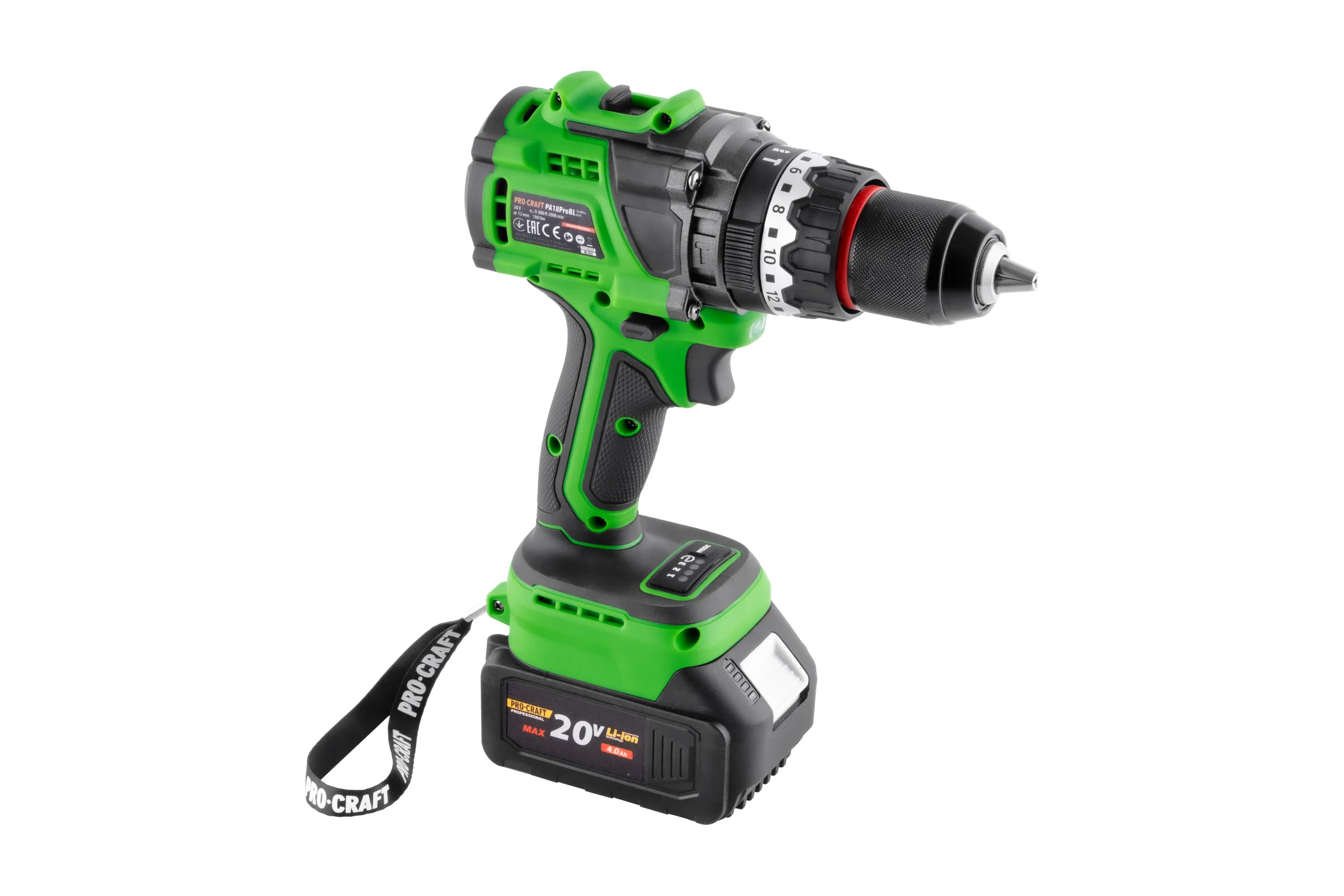 Шуруповерт аккумуляторный Procraft PA18ProBL 20В 180Нм (АКБ 4Ач+ЗУ+Кейс) PA18ProBL-1B-c